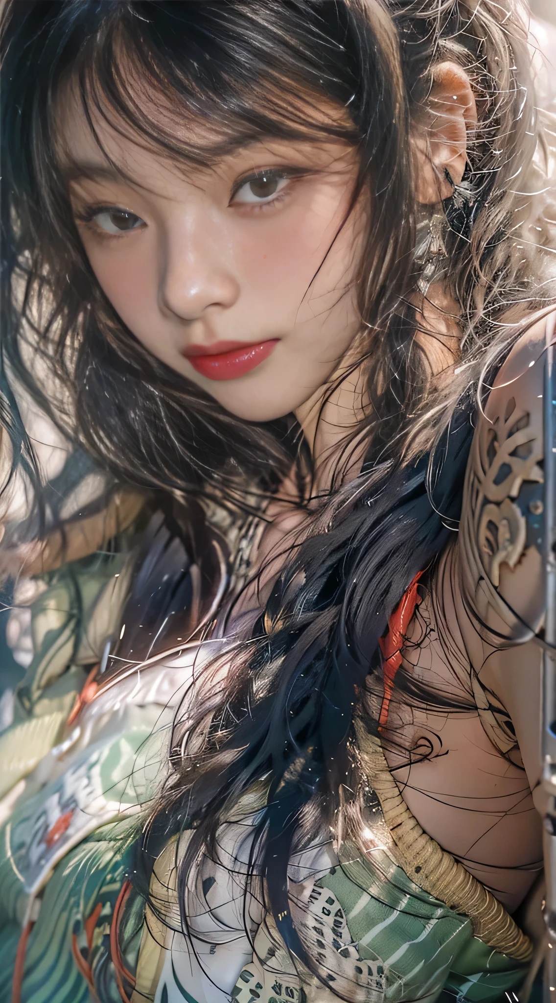 (highest image quality), (masterpiece), (vibrant, photography realistic, Realistic, Dramatic, Dark, Sharp focus, 8K), model magazine, Highly detailed face and skin texture, sexy wedding dress, ethereal beauty, mature asian woman,black long hair, make up, sexy smile, nsfw ,close up, ((backlight))