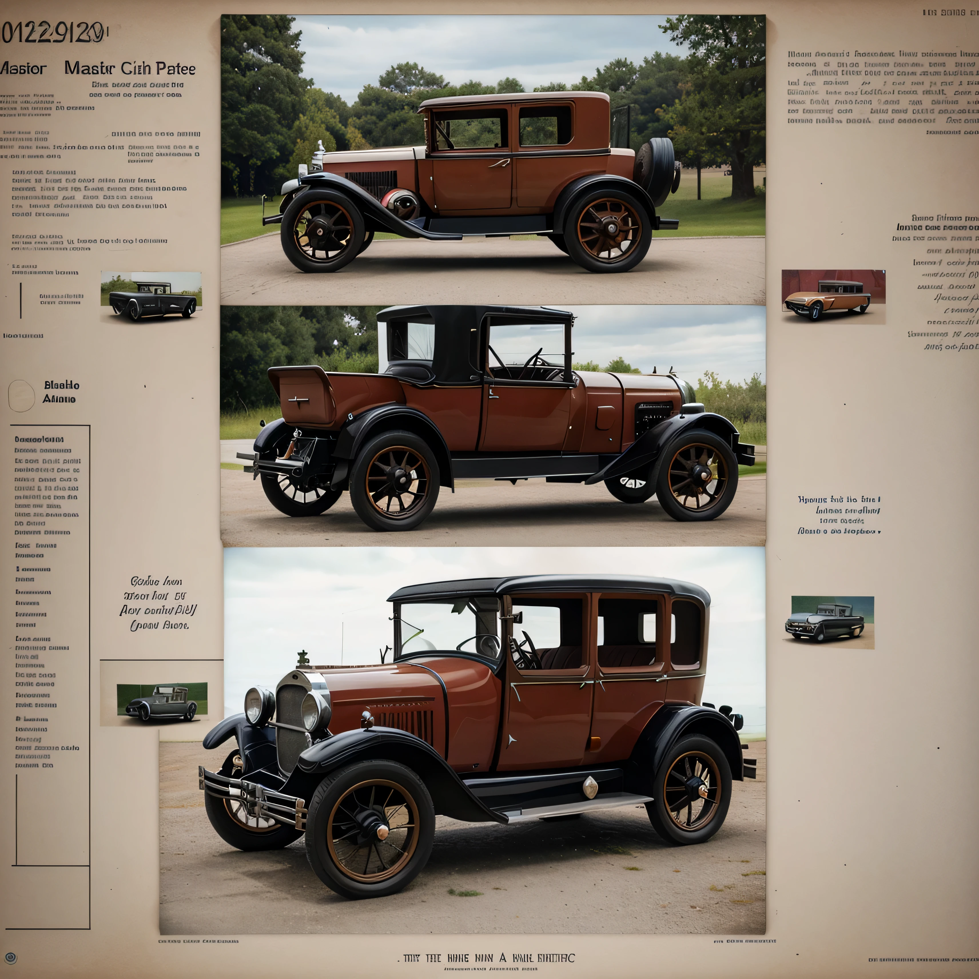 create a collage of 1920 cars, small pictures, realistic, master piece, high detail, no letters, no humans, wallpaper, pattern.