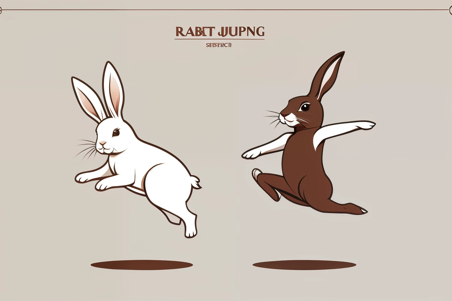 rabbit jumping, concept design, vector, white background, sprite art, masterpiece, high quality, character frames, character poses, rabbit