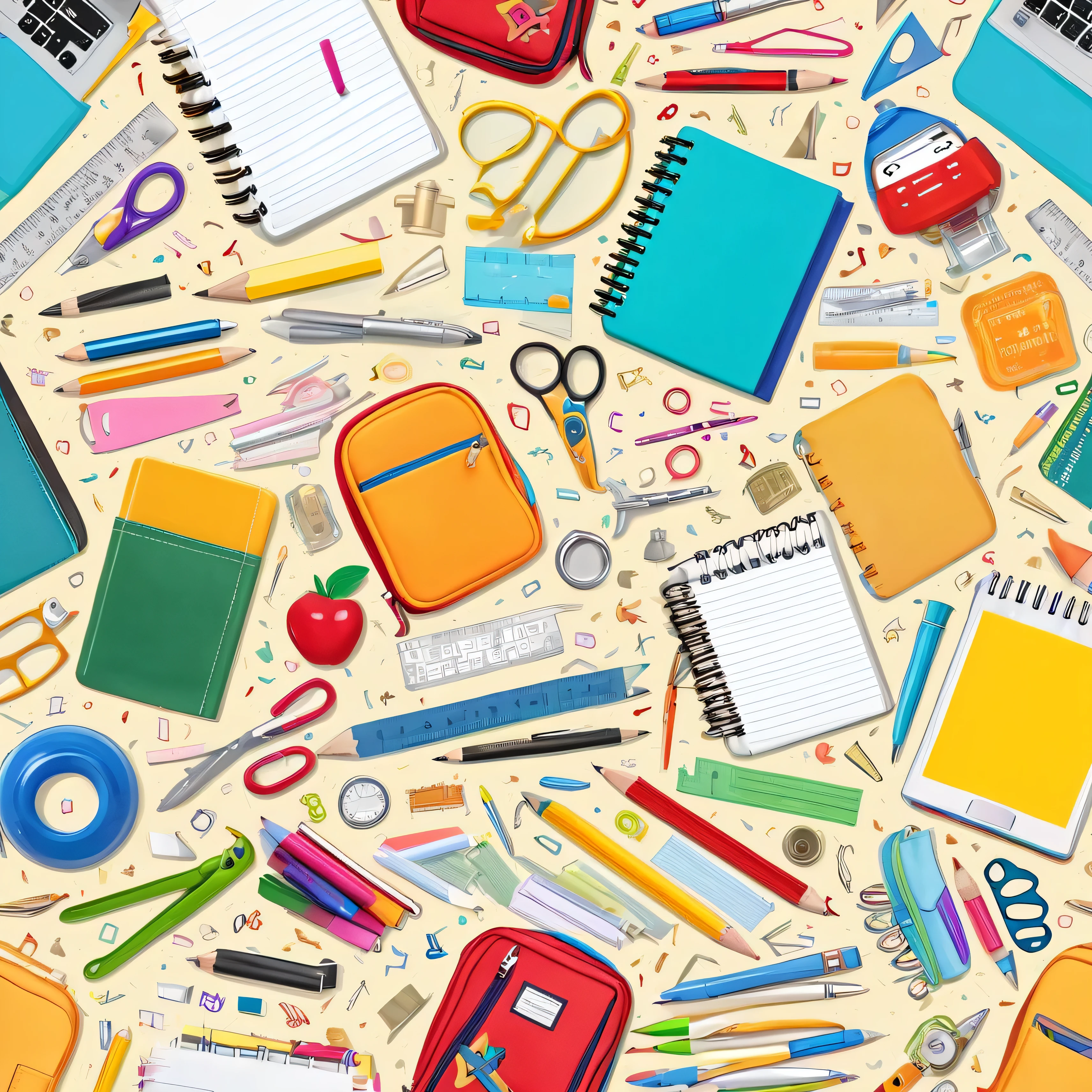 create a collage of school supplies, wallpaper