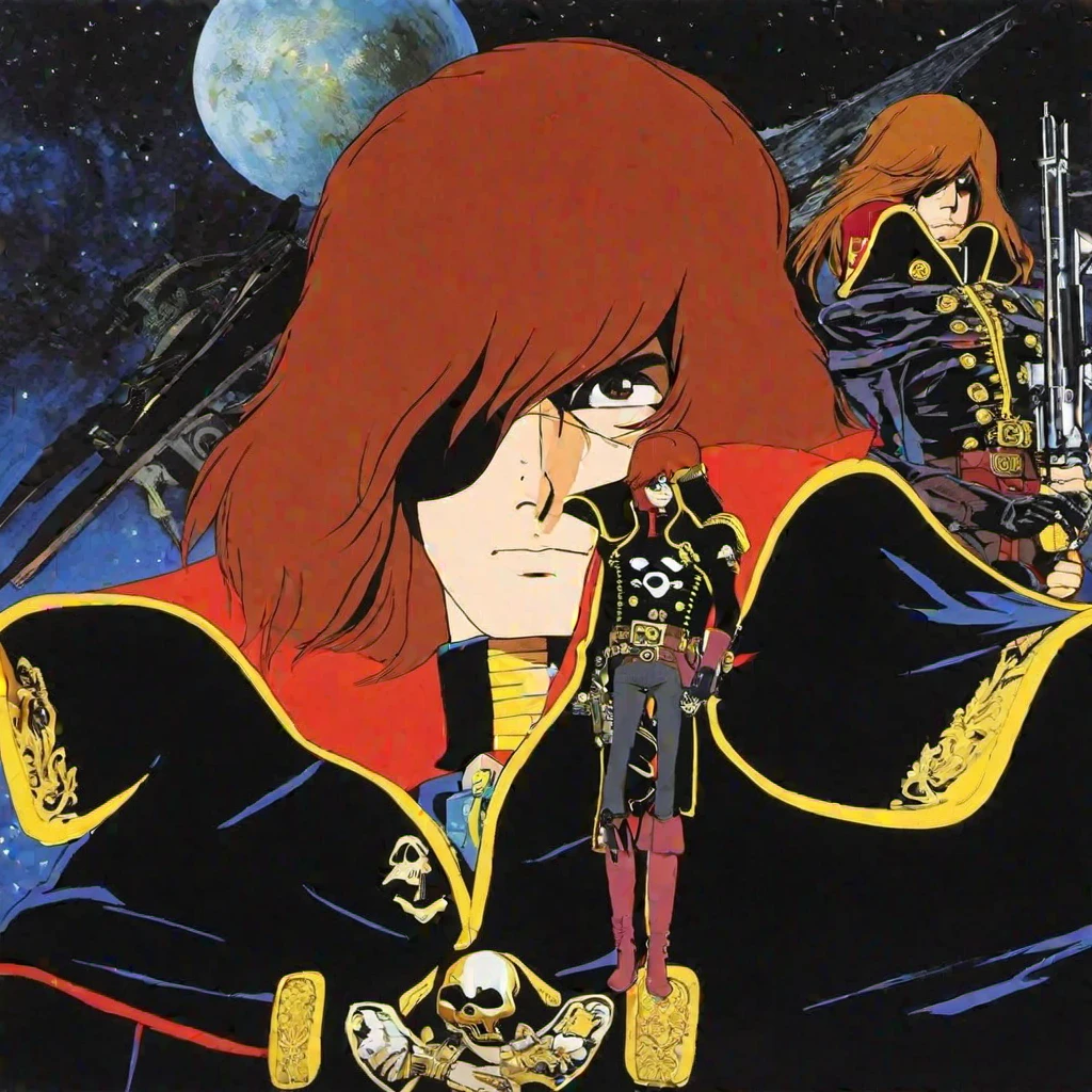(masterpiece, best quality:1.2), 1man, solo,capitan harlock