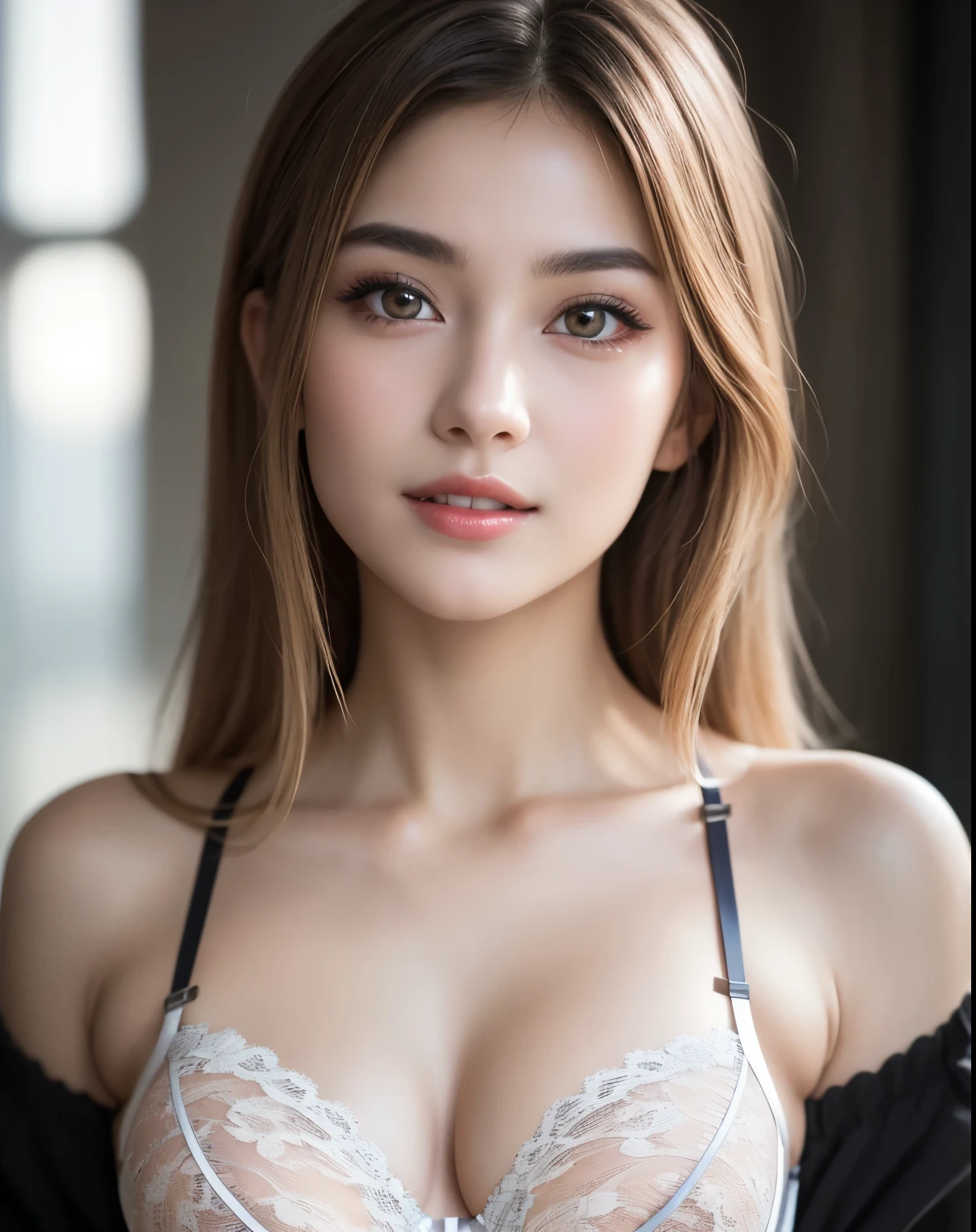 1woman, (Ultra realistic, high res), (highly detailed eyes, highly detailed hair, highly detailed face, highly detailed plump lips), (off shoulder with open breasts), breasts, upper body, caute smile, (best quality:1.4), Raw photo, (realistic, photo-realistic:1.37), professional photography, cinematic light, (fine face: 1.2),fashion model 20 years old, cute, [[[[pure eyes]]]], [[[[closeup]]]], [[[[chest]]]], [[[[neck]]]], [[[[shoulders]]]], perfect eyes, perfect iris, perfect lips, perfect teeth, perfect skin, soft front light, glow, HDR, (muted colors:1.2), Retrato da mulher、white skin、((cabelo Castanho ondas suaves)) Best Blanco Romantico、8K resolution、Frente Illuminada、アメリカの女の子のPortrait、solo、20-year-old、beautiful face、Upper body、medium side cut、beautiful blonde hair、beautiful little face woman, solo,　black theme,　look at the audience,one woman, It&#39;s real, Wolfzan-6500-V1.3, anime、animeスタイル、beautiful diamond eyes、26 year old American girl、braided hair、casual dress、portrait beautiful detailed woman, very detailedな目と顔, Reality, beautiful detailed eyes, huge file size, Super detailed, High resolution, very detailed, highest quality, masterpiece, An illustration, very detailed, ticker, Unite, 8K painting wallpaper, fine, fine details, masterpiece, highest quality, Hvery detailed ticker uniform 8K wallpaper, face light movie lighting、cuteブラウス, dark background, oil, masterpiece, diffused soft film lighting, Portrait, highest quality (perfect face:1.4),stunning girl pictures,(8K and、photorealistic:1.25) 、(lip gloss、eyelashes、shiny face、shiny skin、highest quality、超High resolution、Depth of the bounds written、chromatic aberration、caustic road lighting、natural shading、sexy 1girl, Extremely cute, Amazing face and eyes, (Beautiful lovely smile), (extremely detailed beautiful face), bright and shiny lips, (cute bikini:1.3), (very elaborate lace bra:1.5), smooth skin, super beautiful, attractive, (Best Quality:1.4), (hyper quality), (Ultra-detailed), (hyper-realistic, Photorealsitic:1.37), Authentic skin texture, complex details, extremely detailed CG unified 8k wallpaper, RAW Photos, professional photograpy, Cinematic lighting, coast, sea, palm trees,masterpiece, best quality, high quality, High definition, High quality texture, High quality shadow, high detail, beautiful detailed, finely detailed, extremely detailed cg, detailed texture, a realistic representation of the face, realistic, colorful, delicate, Cinematic Light, sidelighting, Lens Flare, Ray tracing, sharp focus, (intrica