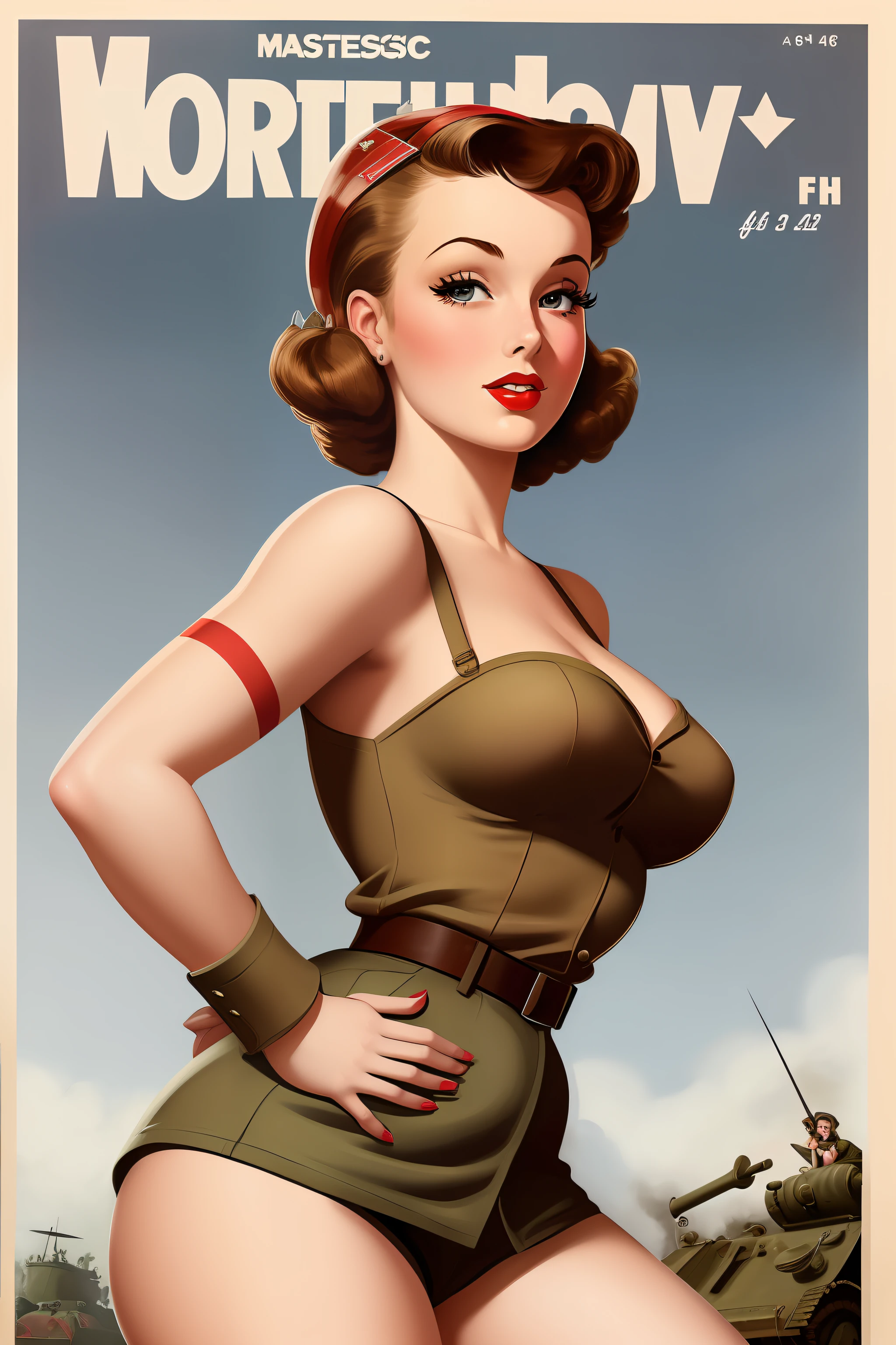 masterpiece, best quality, pin-up girl, ww2