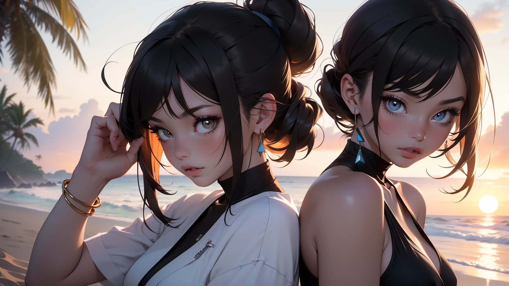 top quality、Top image quality、Masterpiece、girl with((cute little、18 years old、best bust、medium bust、Bust 85,beautiful blue eyes、Breasts wide open,Black hair ponytail、A slender one、Blue hairnet、Black bandana、Red sports bra、White robe、fighting stance))high quality、beautiful art、background with((big white room、white lighting)),on the table、Well-designed、visual art、depth of field、best lighting、most detailed、8k