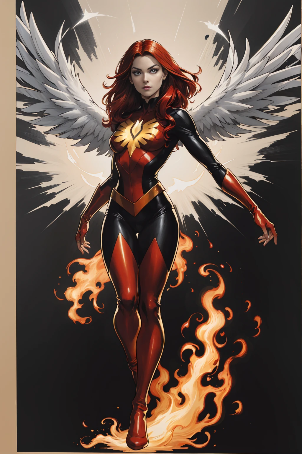 (((full body photo))) (high resolution, best quality:1.2),
foco facial, monocromatic, Arte Digital, jean grey Phoenix from X-Men, arte linear. Contornos em tinta
