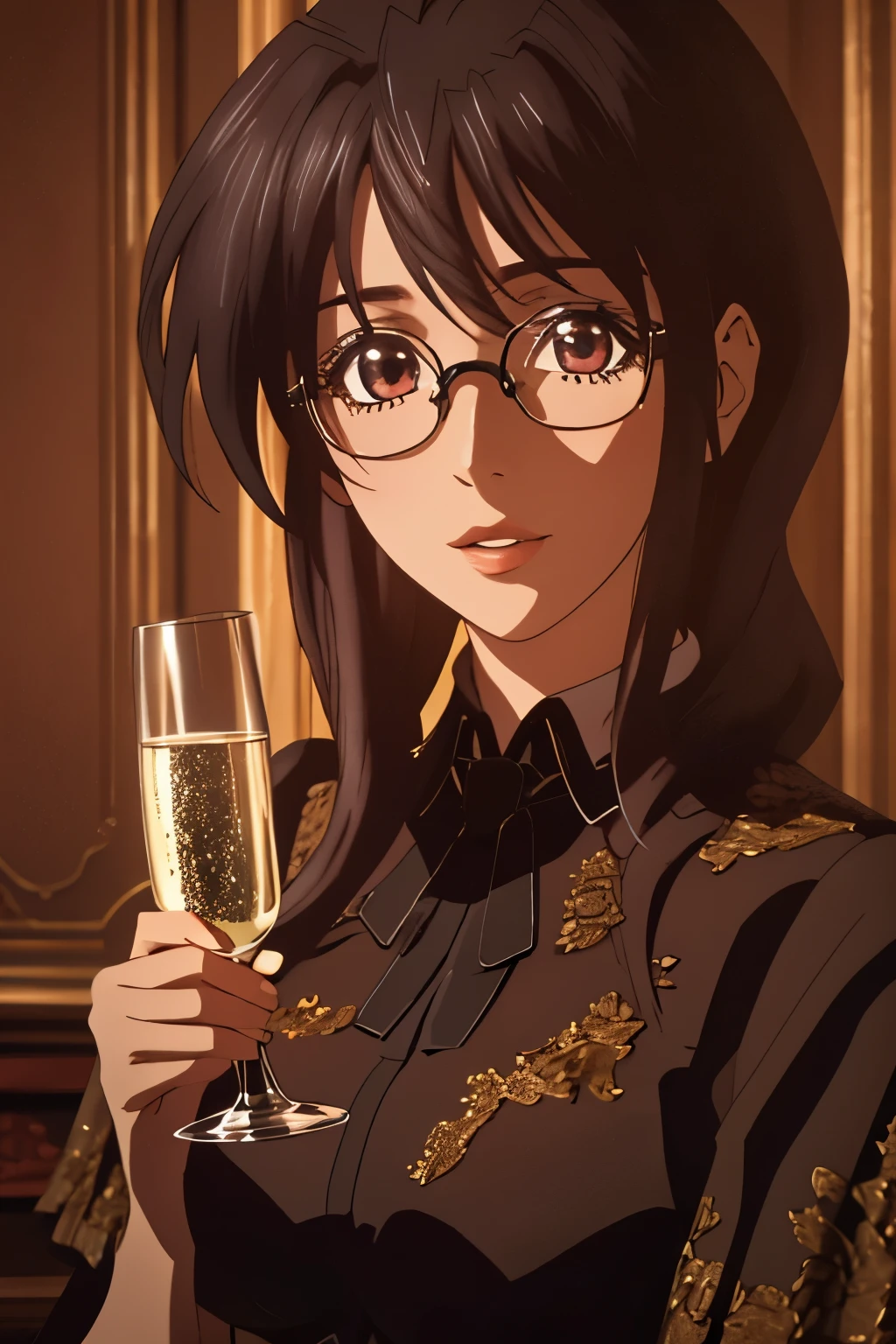 Akeno Himejima,16 HD,in a Black dress for a ball dance,in the style of the season 4 of high school dxd,in a hall with people chatting and drinking in the back,(best quality,4k,8k,highres,masterpiece:1.2),ultra-detailed,(realistic,photorealistic,photo-realistic:1.37),oil painting style,black color tones,stunning lighting,beautiful detailed eyes,beautiful detailed lips,extremely detailed face and body,black hair flowing,confident yet elegant expression,graceful and alluring pose,amazing attention to folds and drapes in the dress,dramatic shadows and highlights on the face and body,fine textures and details on the dress,rich and vibrant colors on the background,sparkling chandeliers reflecting on the floor,romantic and enchanting atmosphere,crowded with elegantly dressed people,engaging in conversations and laughter,clinking glasses filled with champagne,enjoying a glamorous evening,creating a grand and festive ambiance.
