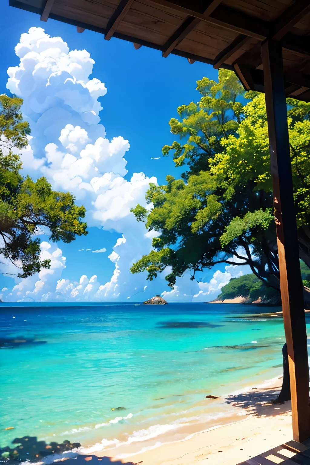 selva, cielo, playa, agua