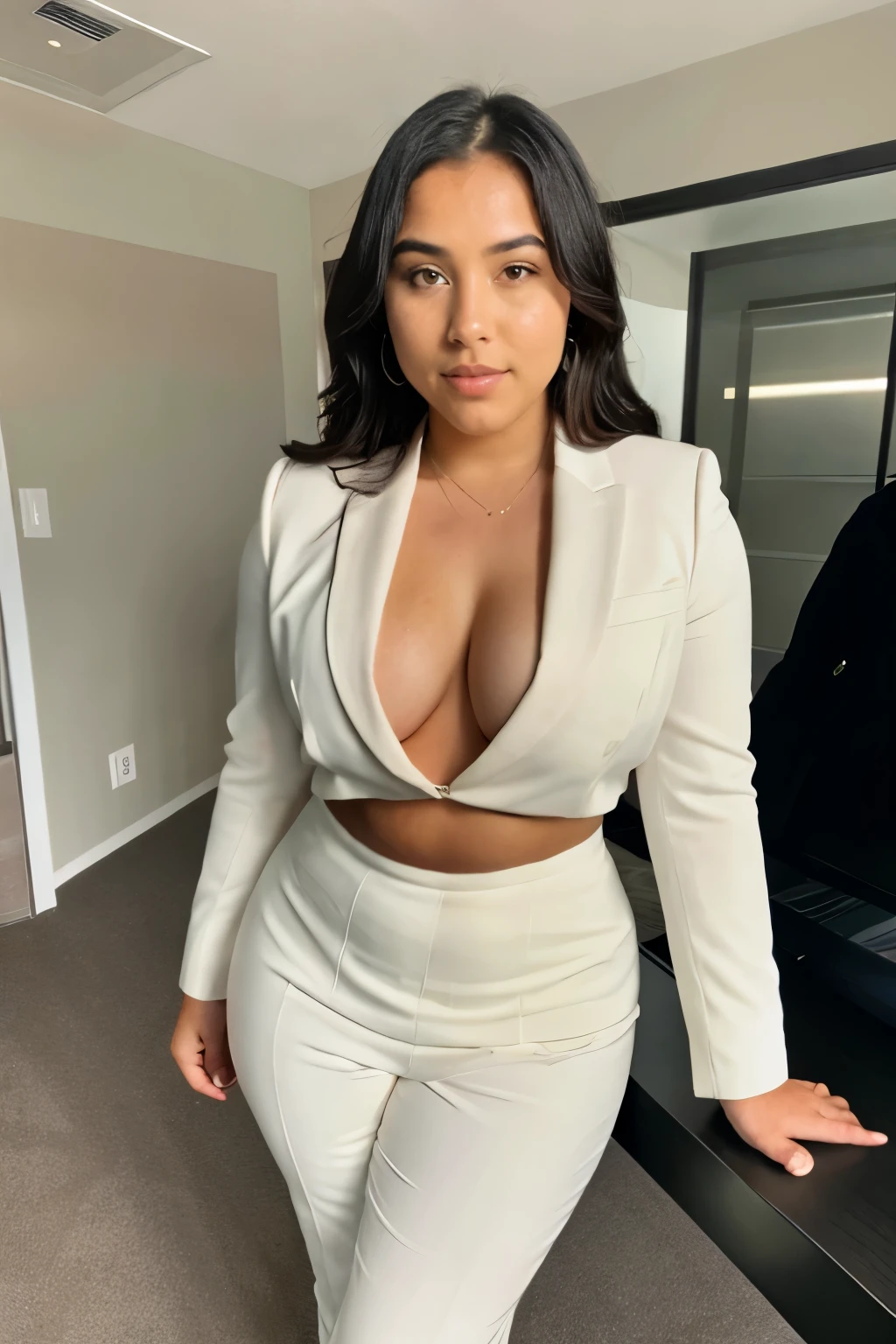 sexy thick south west indigenous girl in a business suit