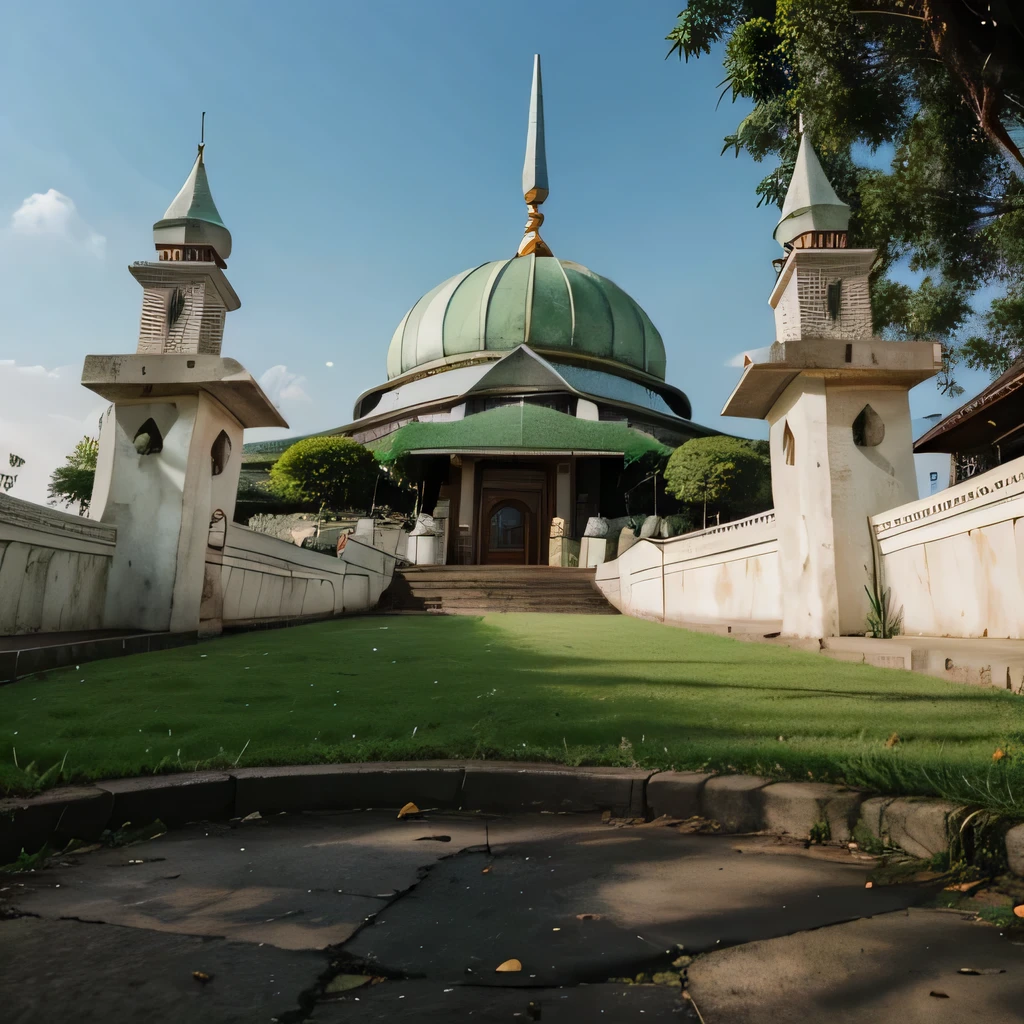 gambar dengan mesjid dan langit abu