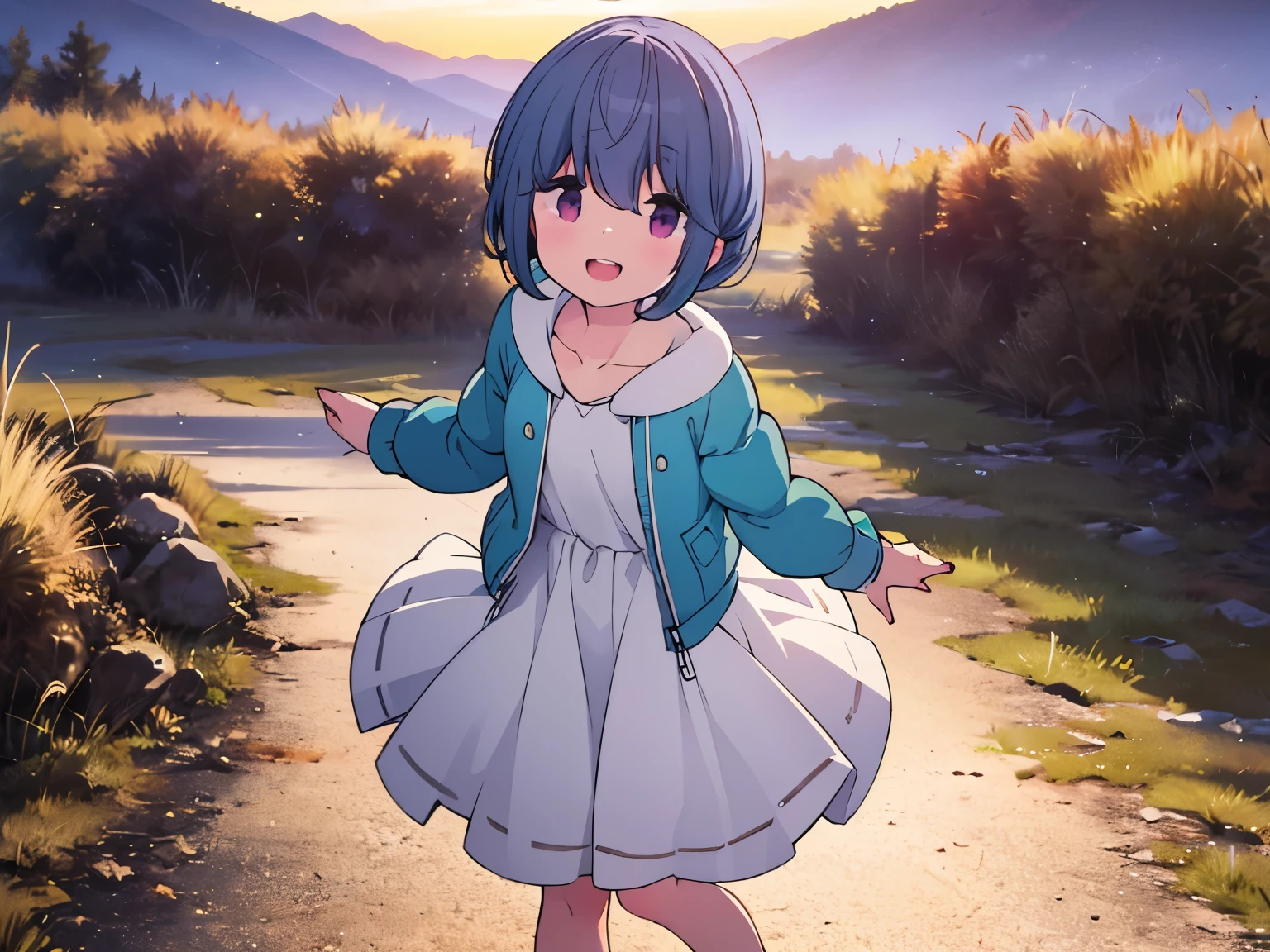 (best quality, masterpiece:1.2), 1girl, (((masterpiece))), (((full body))), shima rin, jacket, fingerless gloves, looking at viewer, smile, camp, mountain , top-quality, top-quality, High Details, 1girl, illustratio, comic strip, soothing tones, Subdued Color, Soft cinematic light, adobe lightroom, photolab, HDR, intricately and hyper-detailed、(((depth of fieldasterpiece)))。(((top-quality))).)((ultra-detailliert)))。(((illustratio)))。(((takeout))).dynamic focus.big breasts.(((Face of happy smile))). Close eye, open mouth.(((up chest))).((morning glow)).((the setting sun)), solo, anime, anime screencap, ray tracing, ultra resolution image, vivid color, cinematic light, lens flare, light on face, glow eyes, depth of field, happy, detailed background, cute, straight-on, dive dress, navel