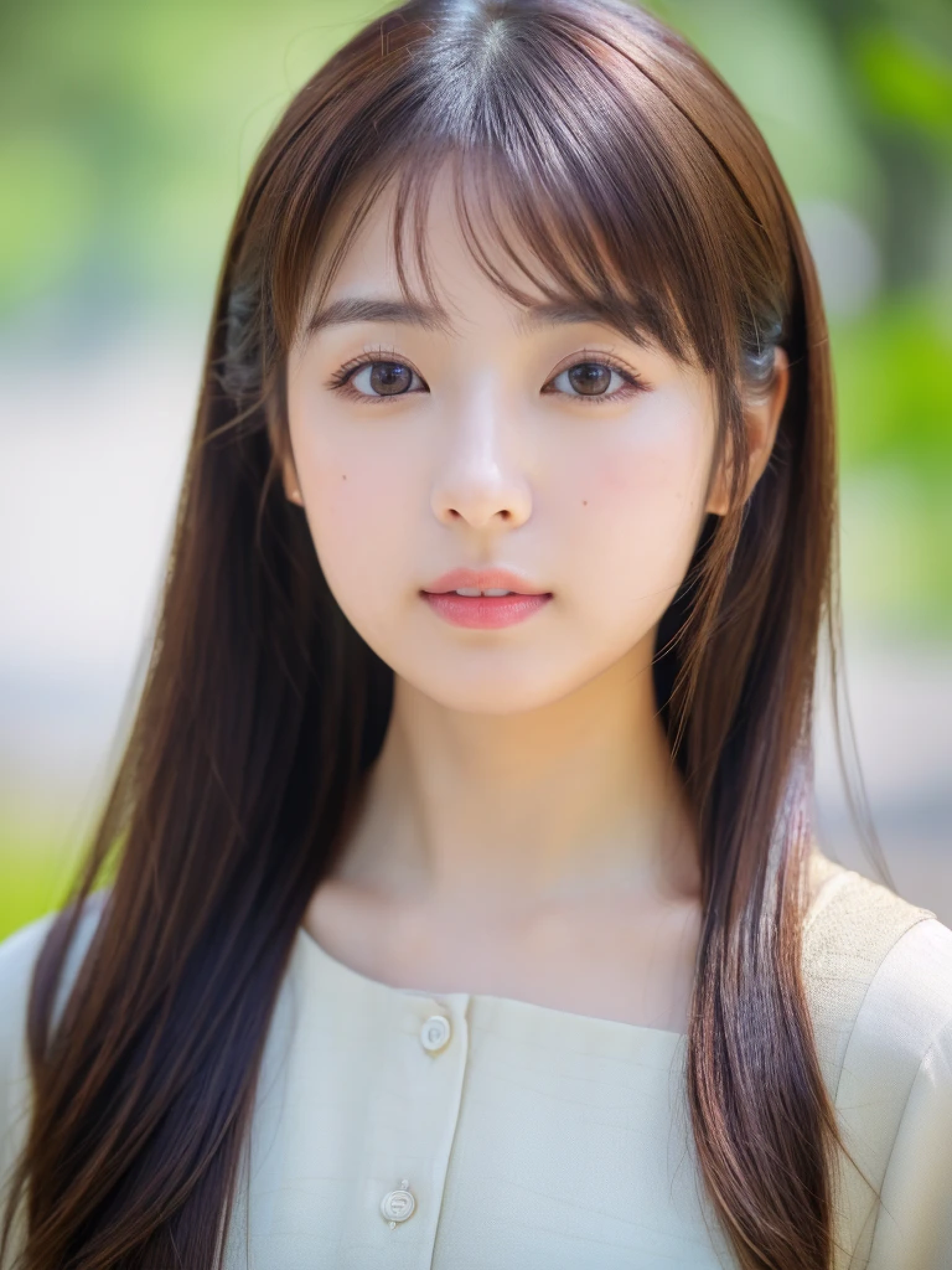 ((cute日本の女の子、beautiful japanese girl、1 girl、19 years old、ponytail、Highly detailed face and skin texture、super detailed face、highly detailed eyes、Lee Hong、blush、close-up of woman、front、 from the neck up、cute、Highly detailed face and skin texture、smooth white skin、Transparent skin texture、))、(dark brown hair)、looking at camera、sharp focus：1.2、beautiful woman with perfect style：1.4、japanese model、young gravure idol、若いcuteグラビアアイドル、Realistic young gravure idol、sophisticated gravure idol、((highest quality、8k、masterpiece:1.5、１photograph))、(4k、RAWphotograph、highest quality)、Place a person on the other side of the screen、Natural light、professional lighting、(realistic、フォトrealistic:1.5)、