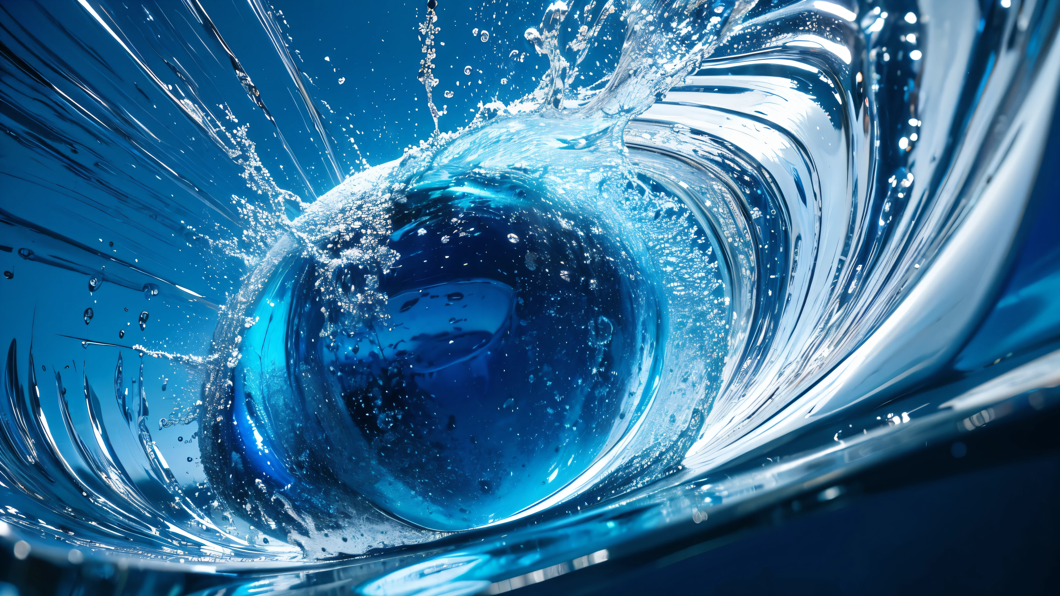 abstract water，Rotation at high speed，Blue technology is full of sense