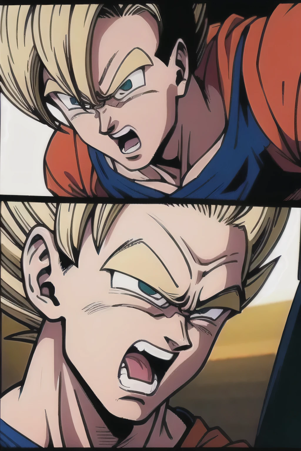 Goku chorando ao ver vegeta morto
