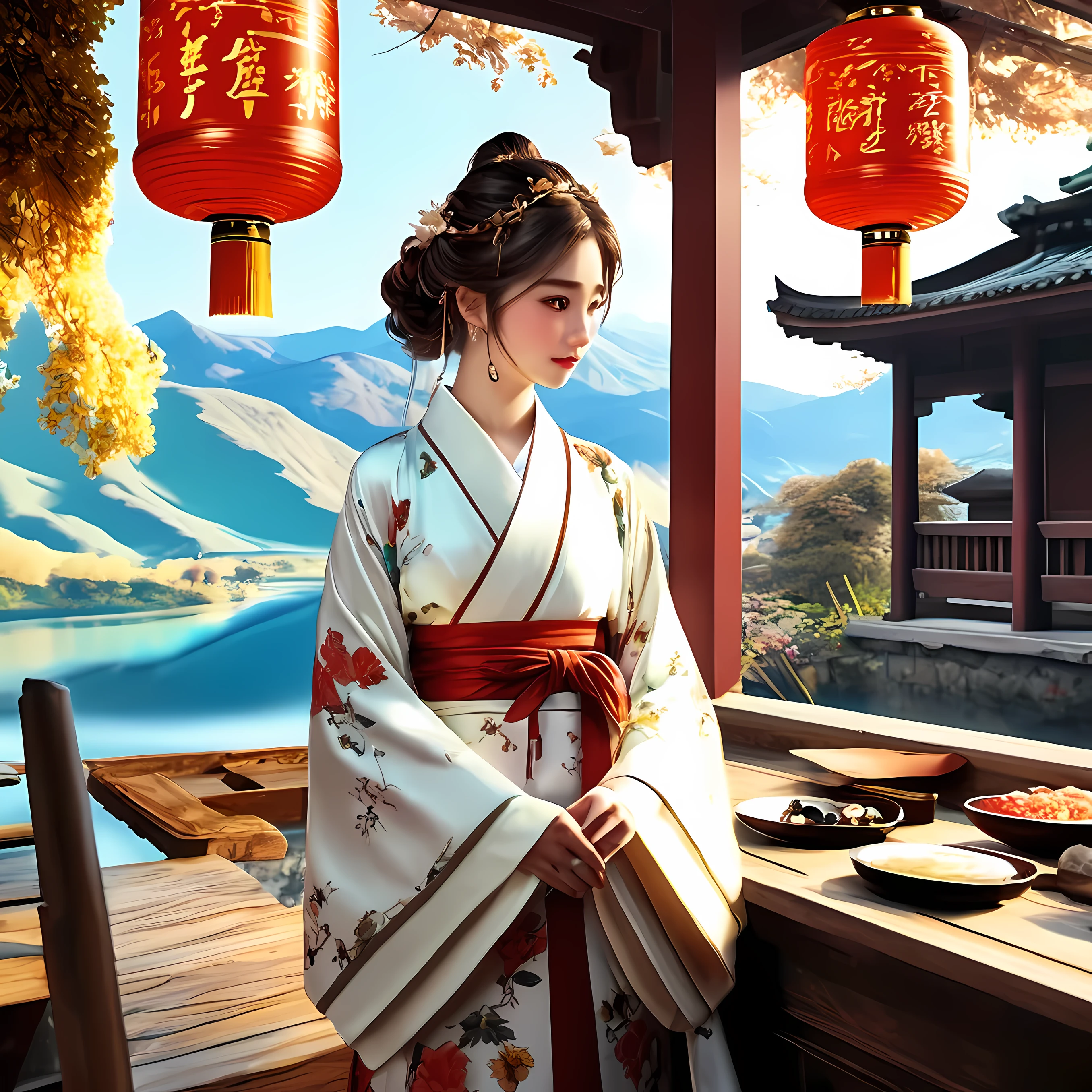 girl in romantic landscape,Lifelike portraits,Natural and full of personality,Details stand out,The background is a charming romantic landscape or a charming travel scene,Use master techniques to express depth and layering,Chinese style animation ethnic elements,Key summary of overall characteristics,Artificial Intelligence brings characters to life,Anime style images and landscapes,The importance of animation plot,Image and sound synchronization,Special effect,Energetic and creative。