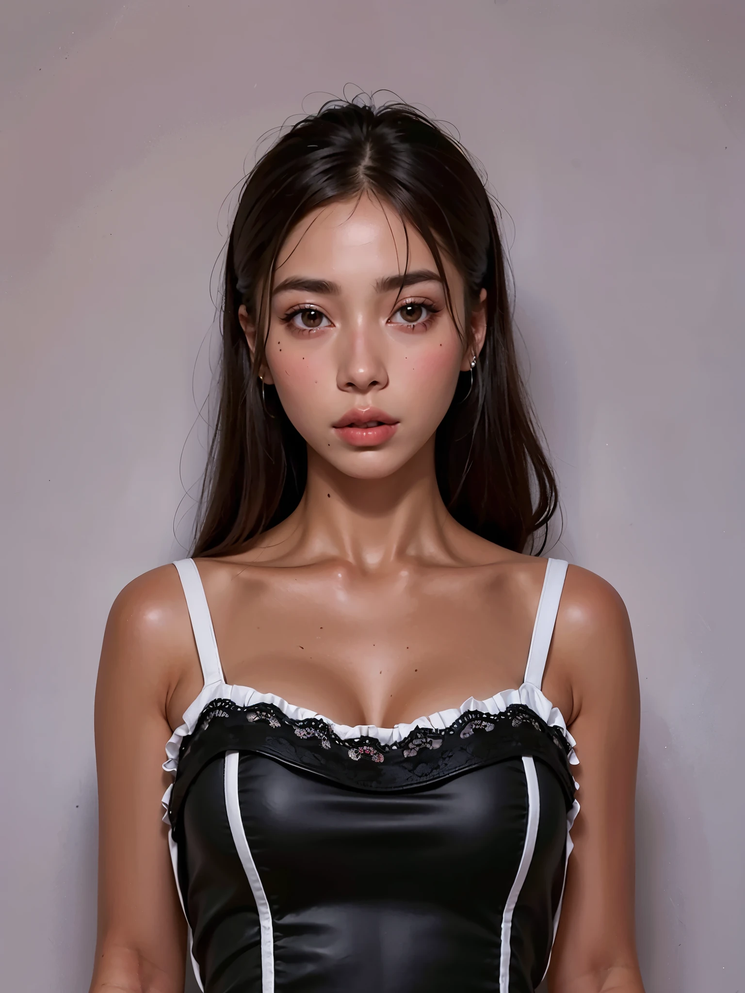 Mujer araffe con un vestido blanco y negro posando para una foto., Retrato de Sophie Mudd, clear retrato de demi rosa, cara sexy, cerveza suave de la reina del diablo madison, retrato de media rosa, retrato de demi rosa, madison beer girl portrait, modelo de instagram, bochornoso smirk, cara y cuerpo atractivos, dama seductora, bochornoso, bochornoso expression