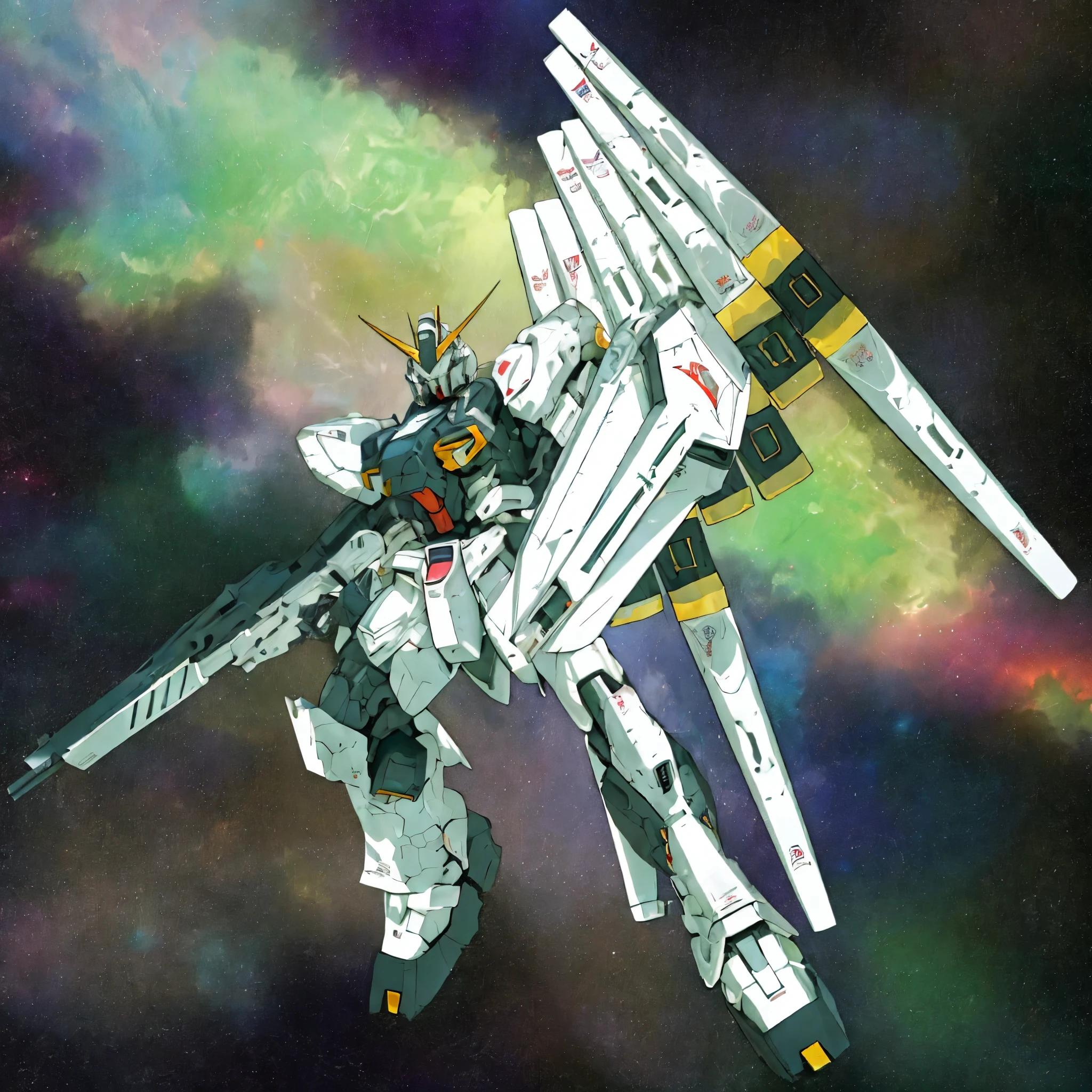 A large robot with huge mechanical wings.々new image, extreme gundam, gundam style, gundam, modern mecha anime, gundam is windmill shaped!!!!!, white mecha, mobile suit, on a gundam, mobile suit gundam, gundam robot, Jetfire, alexandre ferra white mecha, cool mecha style