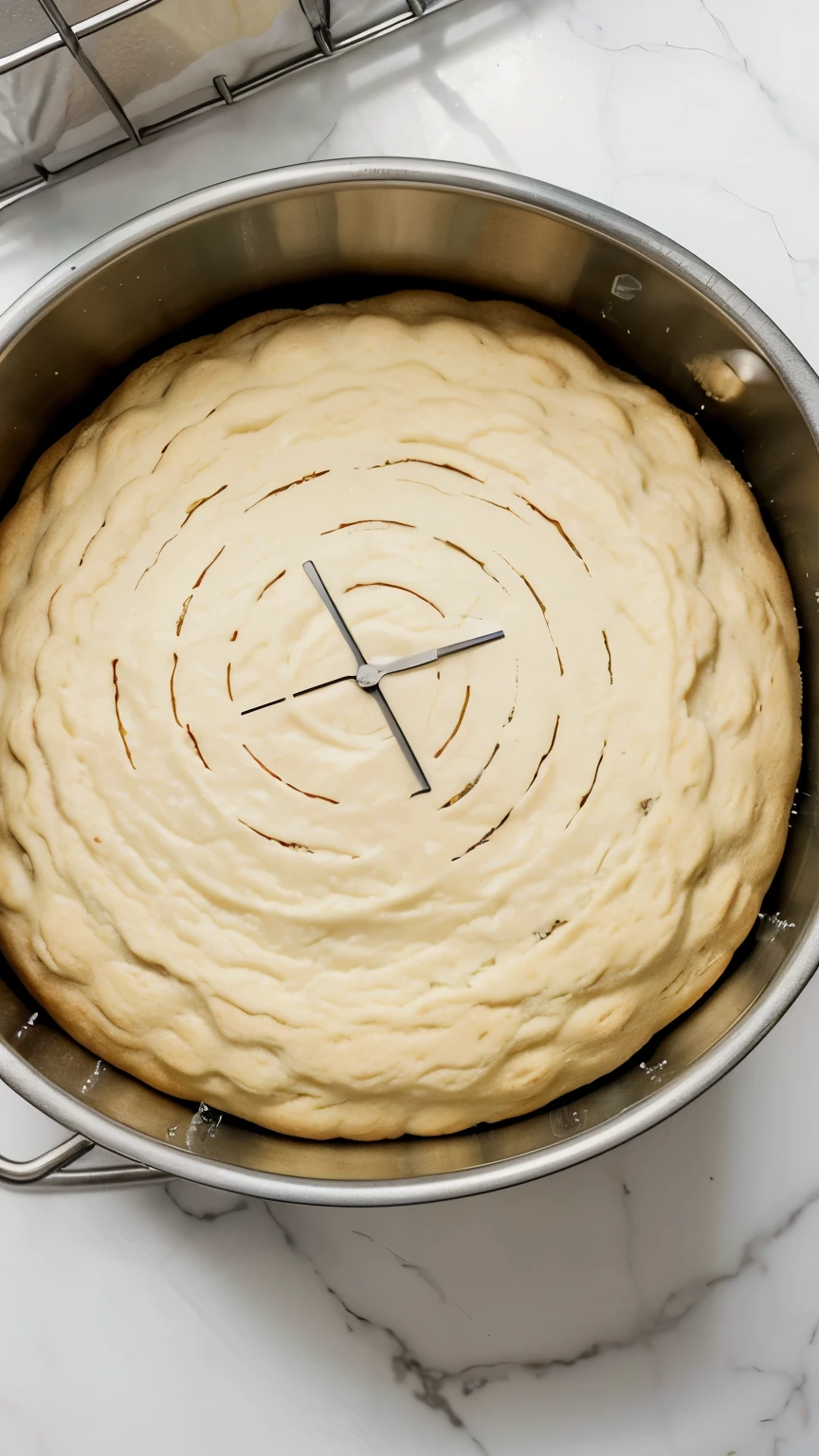 dough rising in the fridge with a thermometer showing 10°C