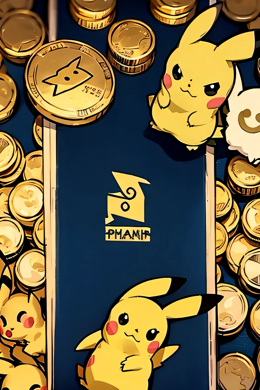 Pikachu holding coins