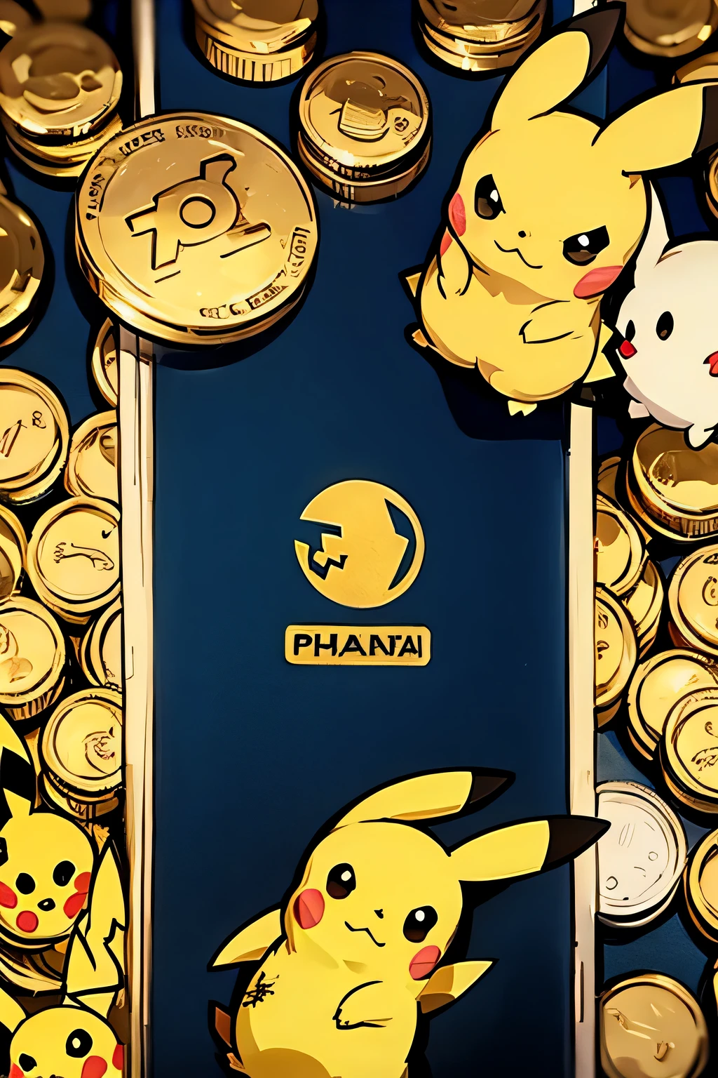 Pikachu holding coins