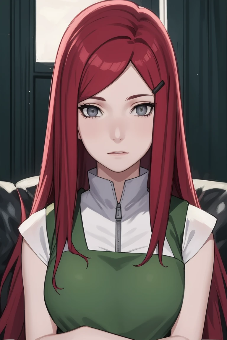 {-erro_de_anatomia:1.0} kushina, kushina, long hair, hair ornament, red hair, red head, hairclip, (grey eyes:1.5), BREAK shirt, dress, jewelry, white shirt, short sleeves, apron, bracelet, green apron, collar, BREAK looking at viewer, upper body, full body, cowboy shot, BREAK indoors, BREAK (masterpiece:1.2), best quality, high resolution, unity 8k wallpaper, (illustration:0.8), (beautiful detailed eyes:1.6), extremely detailed face, perfect lighting, extremely detailed CG, (perfect hands, perfect anatomy), angry face, fighting pose, clenched hands, closed hands, contracted fingers, arm stretched out, raised fist, about to punch, detailed fist,  focus fist,
