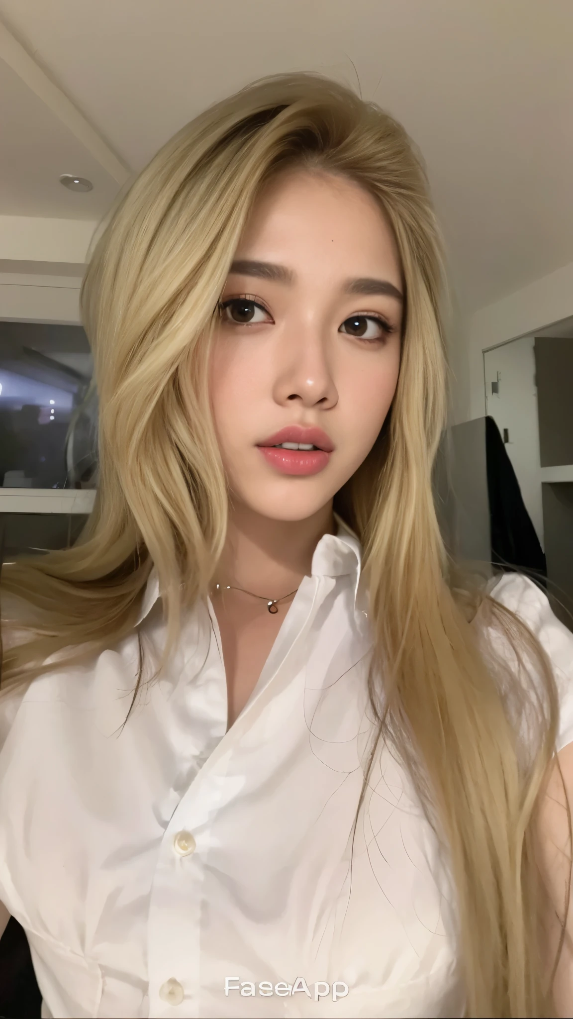 ((Top quality, 8k, Masterpiece: 1.3)), beauty, hidden face, 1 girl, beauty: 1.3, slender abs: 1.1, large men's shirt (loose: 1.4) exposed, full chest, long black hair, (kneeling on bed), ultra-detailed face, highly detailed lips, detailed eyes, double eyelids, strict head and body ratio: 1.5,