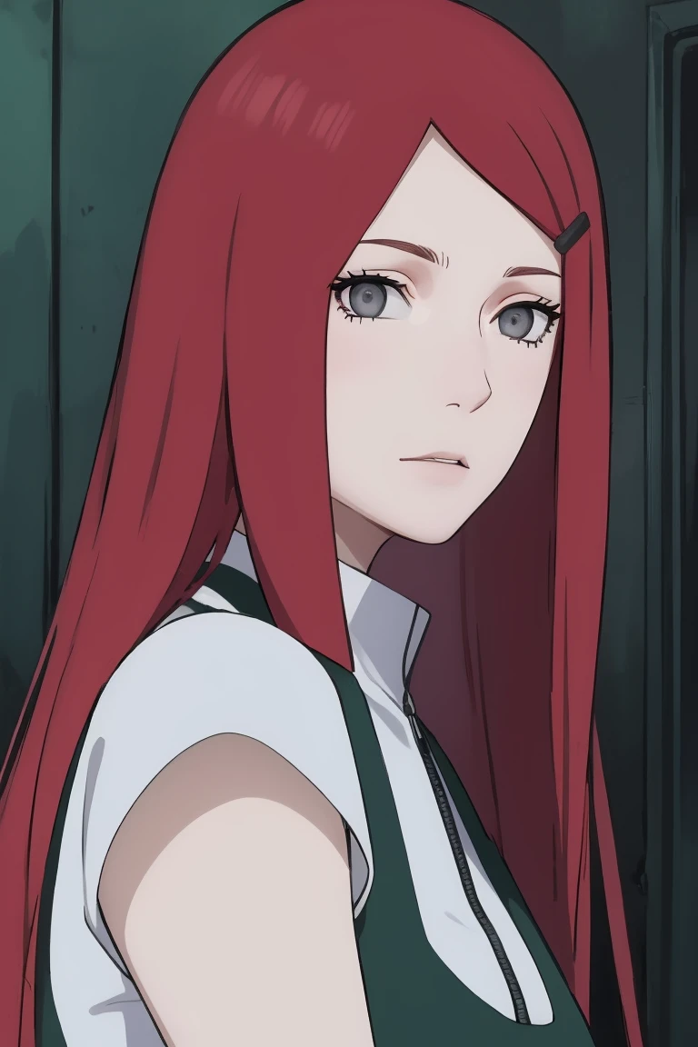{-erro_de_anatomia:1.0} kushina, kushina, long hair, hair ornament, red hair, red head, hairclip, (grey eyes:1.5), BREAK shirt, dress, jewelry, white shirt, short sleeves, apron, bracelet, green apron, collar, BREAK looking at viewer, upper body, full body, cowboy shot, BREAK indoors, BREAK (masterpiece:1.2), best quality, high resolution, unity 8k wallpaper, (illustration:0.8), (beautiful detailed eyes:1.6), extremely detailed face, perfect lighting, extremely detailed CG, (perfect hands, perfect anatomy),backwards, looking back, with your husband, Minato.