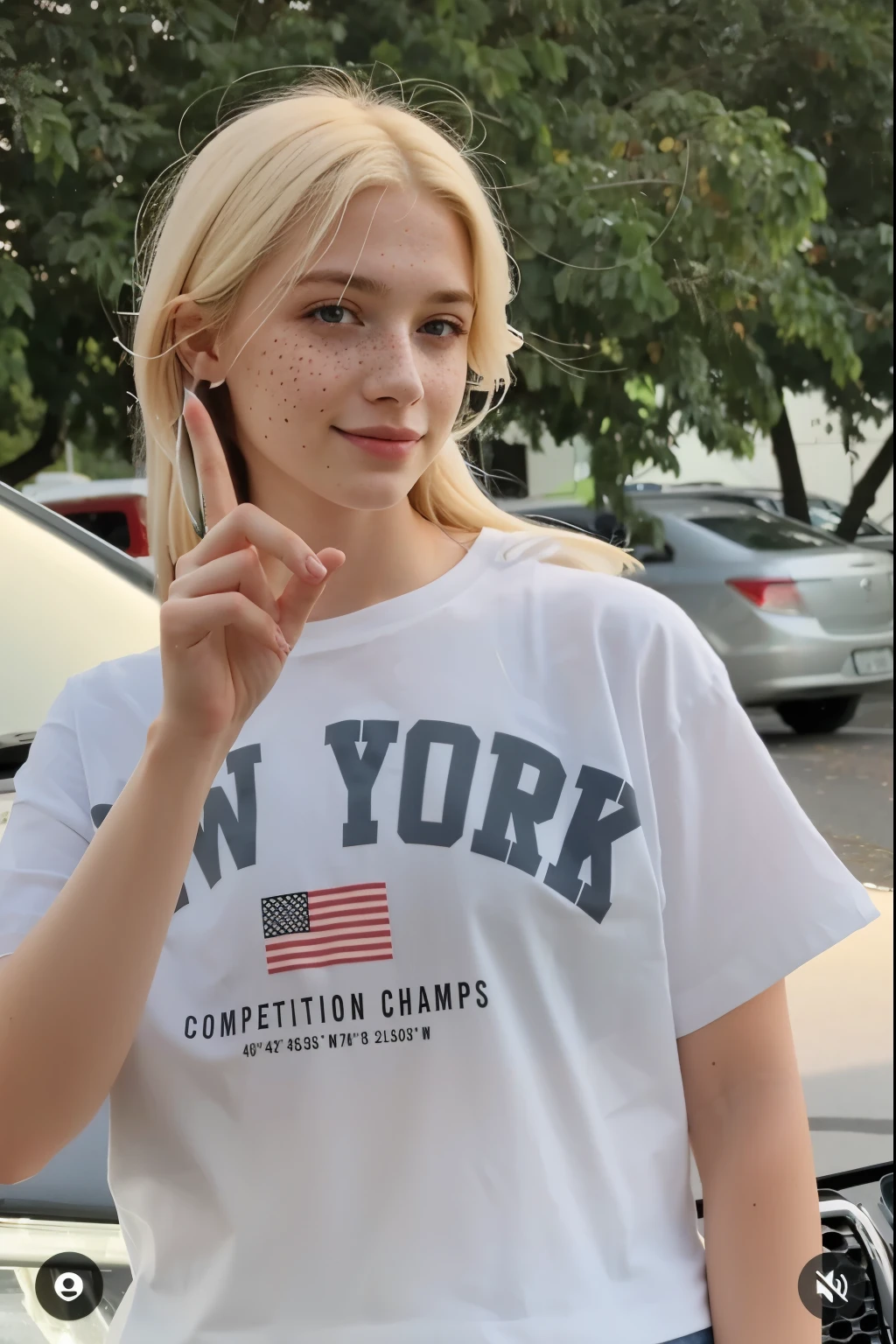 mulher, americana, 25 anos, pale skin and freckles, olhos cinzas, nariz delicado, soft and delicate lips, longo, cabelo blondie longo e ondulado na altura da cintura, sorriso meigo, face with delicate feminine facial features, altamente renderizado