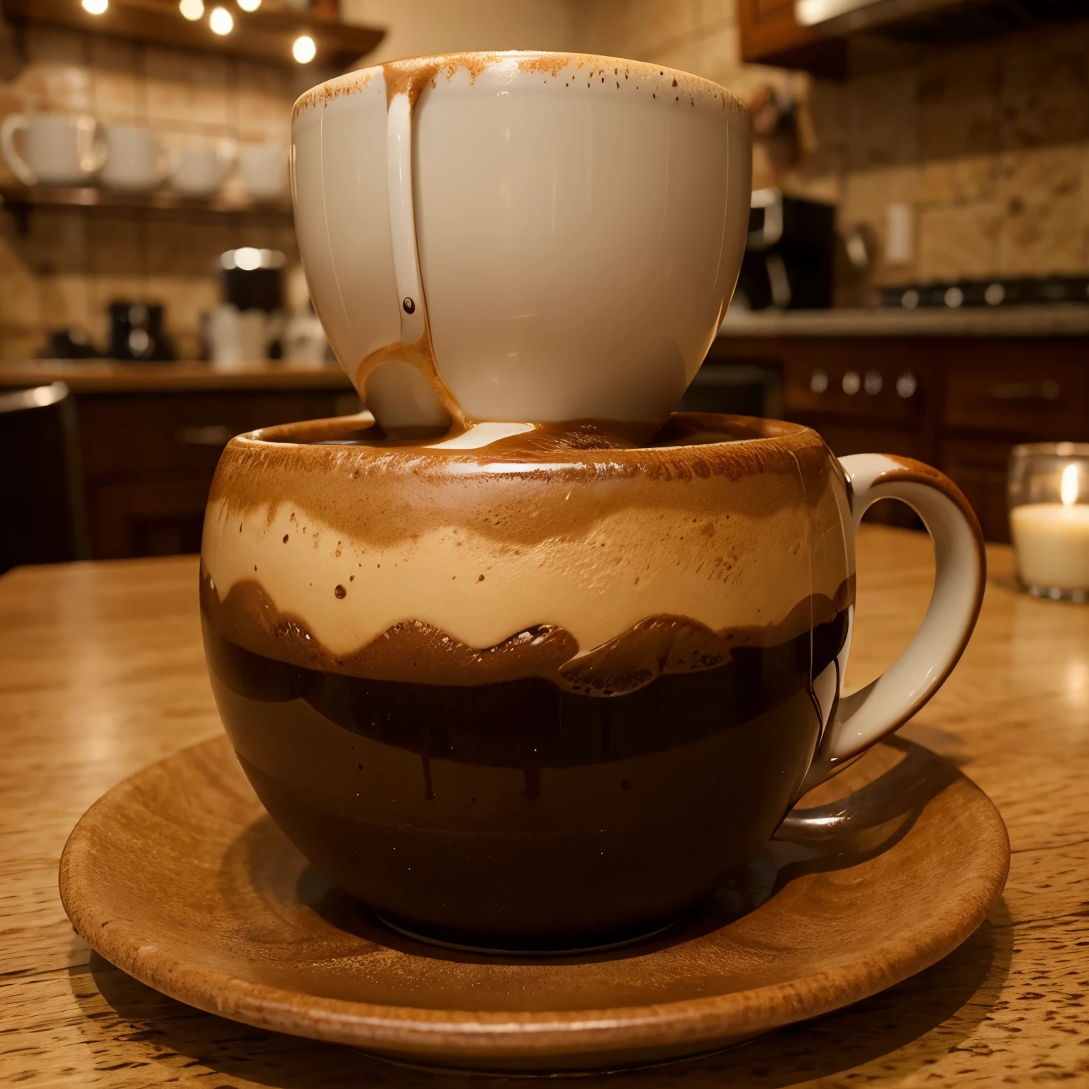 Crear una imagen para un vidrio biselado, have a cup of coffee as a decoration