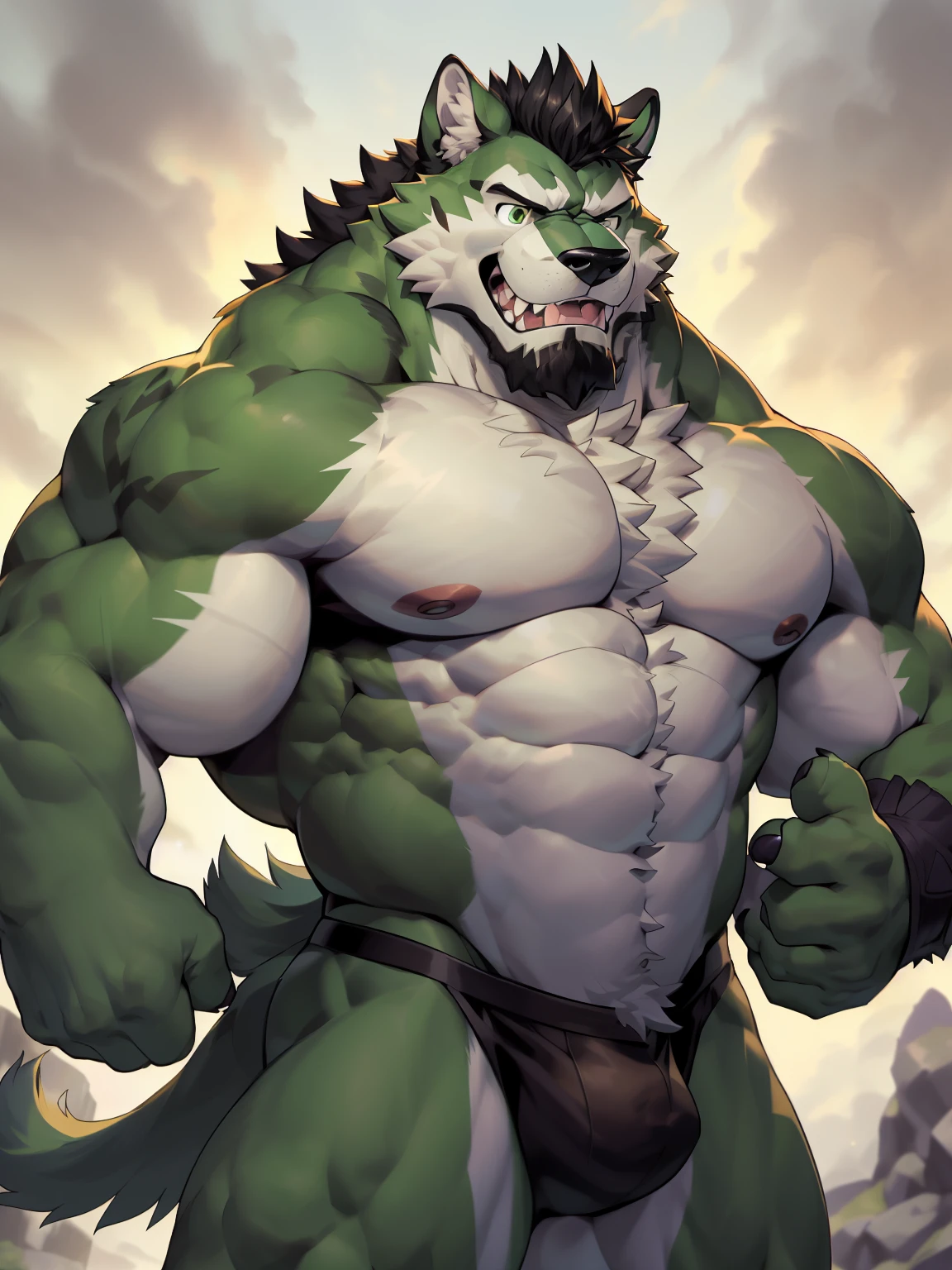 nj5furry,,taparrabo,cuerpo verde,male, kemono, ((sombreado extremadamente realista, Obra maestra, extremadamente detallado, fotorrealista)),
((Orco))
fuerte, macho maduro, guerrero, dynamic pose, Expresiones serias,