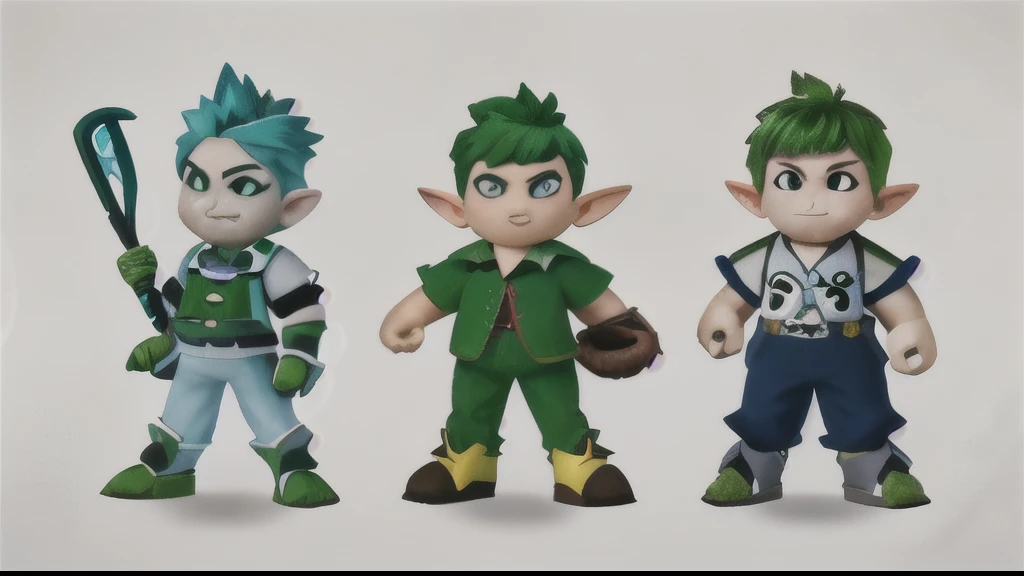 holding a baseball bat、Green and white green hair cartoon boy, full body mascot, cute internet god, elf character, zodiac knight girl, Official character illustrations, Digital green fox, Anime robot mixed with organic, Wearing green armor and helmet, With faucet, Available roles, character design humanoid, science fiction characters, Character art of Maple Leaf Story