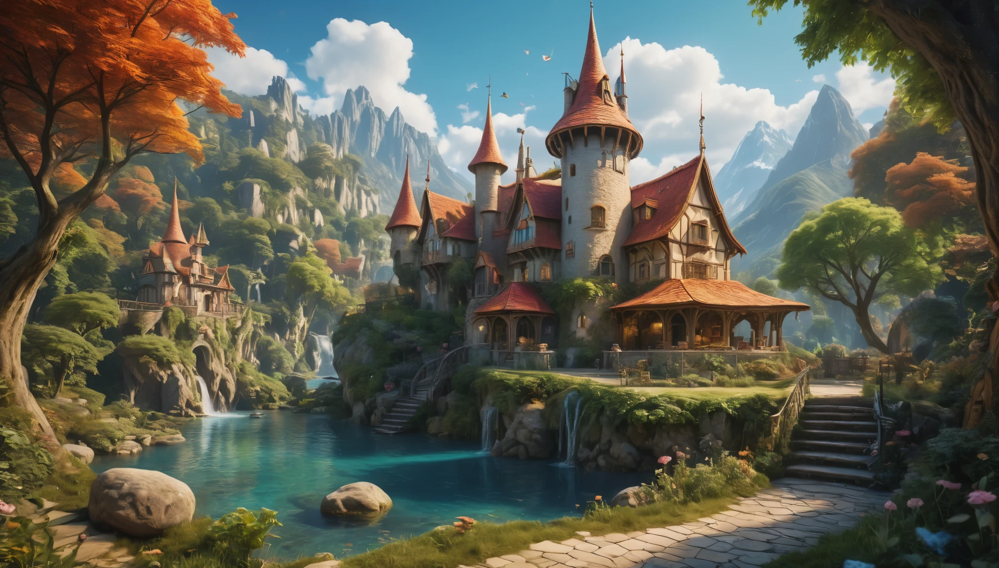 create an image demonstrating the style of ((Fairy Tale)) style, hyper realism, 8k high definition, vibrant colors, sharp focus, insanely detailed