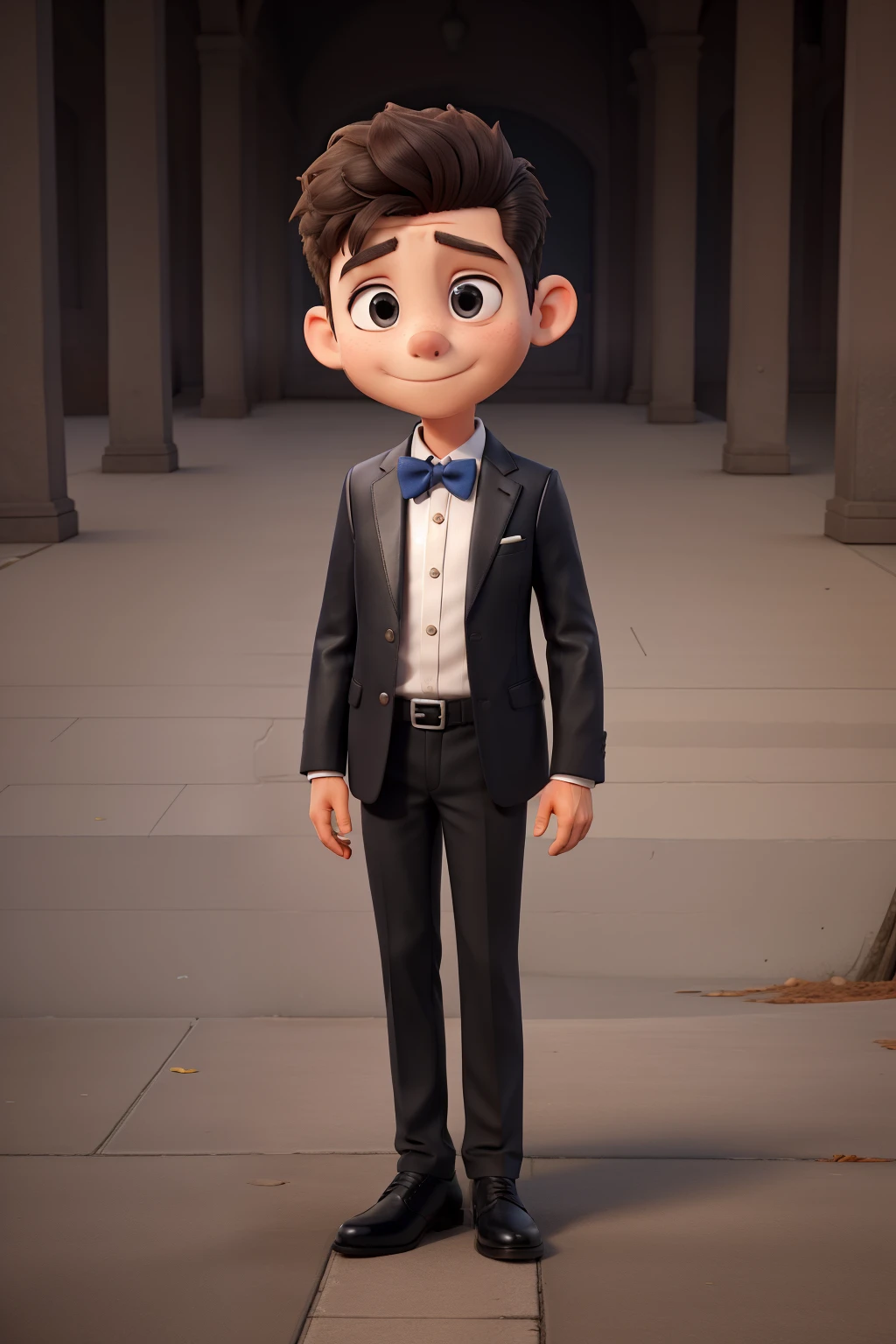 1boy,suit,black leather shoes,Knee Shot