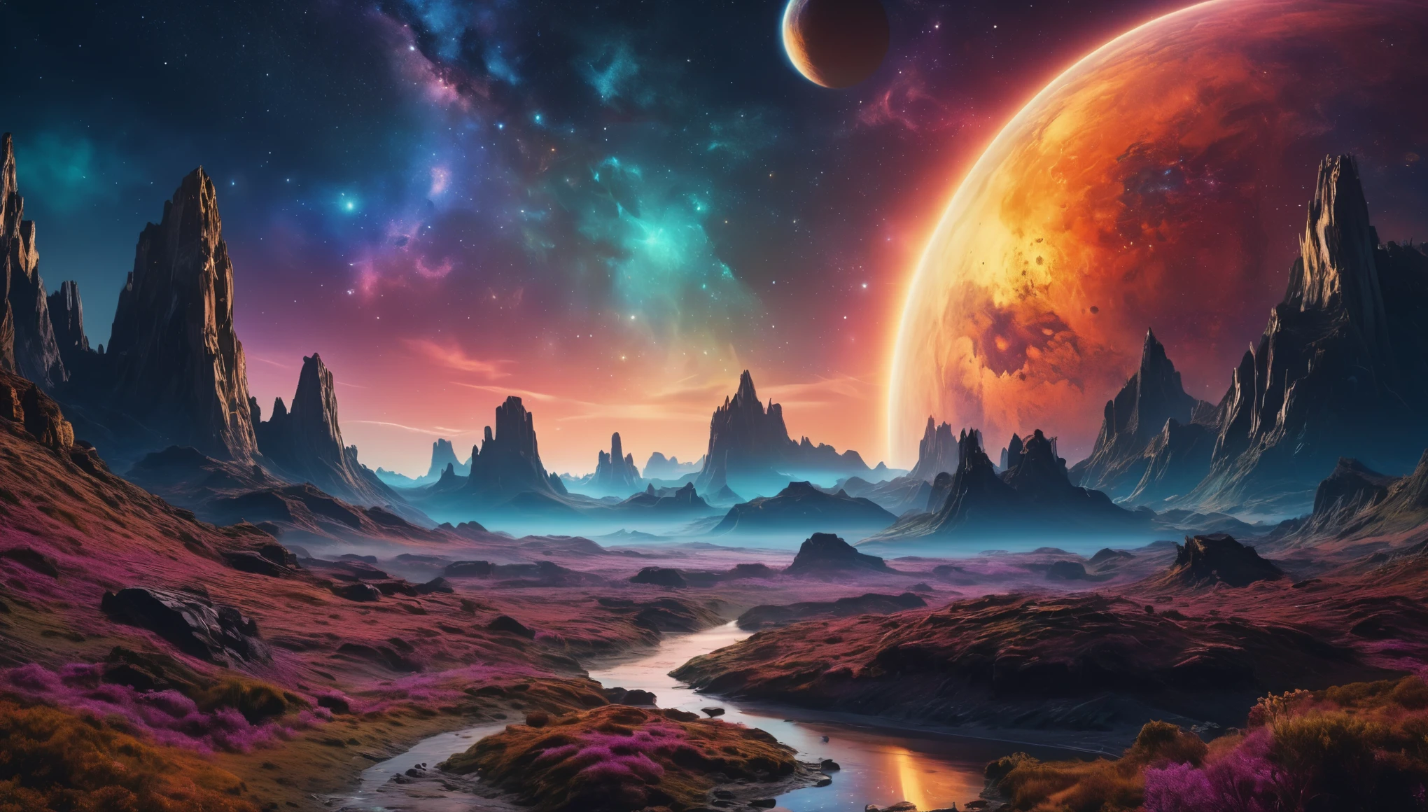 create an image demonstrating the style of ((Fantasy Astronomy)) style, hyper realism, 8k high definition, vibrant colors, sharp focus, insanely detailed
