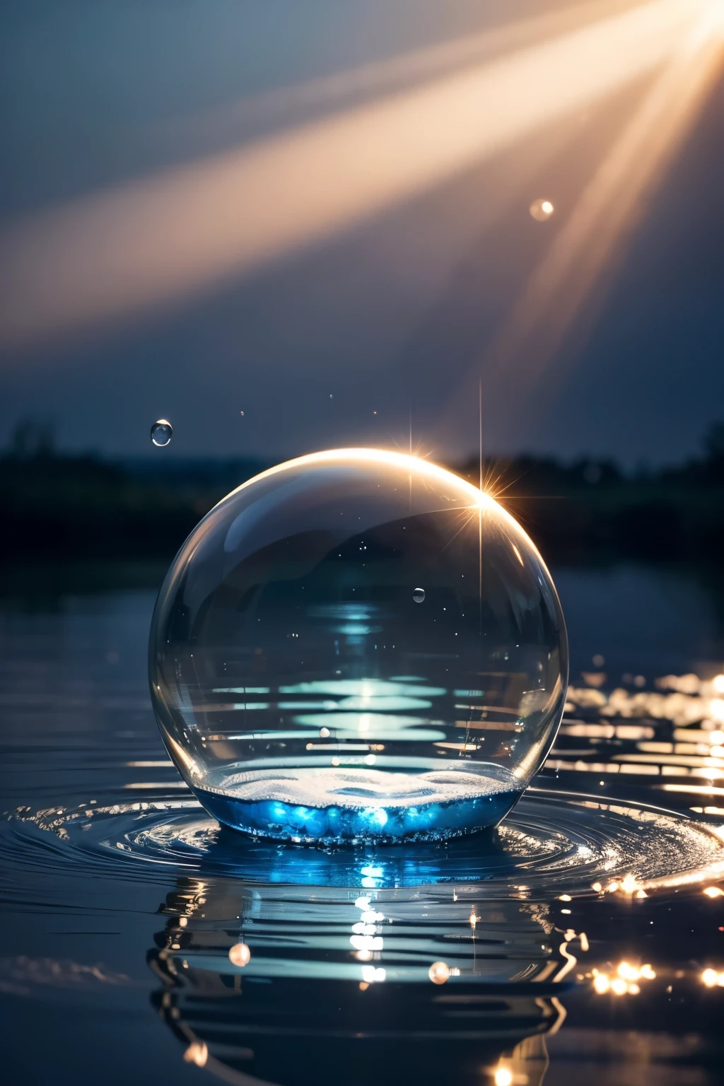 RAW, Best quality, high resolution, masterpiece: 1.3), Beautiful scene of bubbles floating in water (iu:0.8),
Best quality, high resolution, Masterpiece: 1.3, Enchanting bubbles gently rising in clear water,
Masterpiece, Realistic, 1scene, Bubbles of various sizes drifting upwards,
Natural, Aesthetic, 1moment, Detailed reflection of sunrays on water surface,
Tranquil, serene, calming, Volumetric lighting creating an ethereal glow around bubbles,
Close-up, Clear, Super detailing viewer, focusing on each thin film of bubble membr