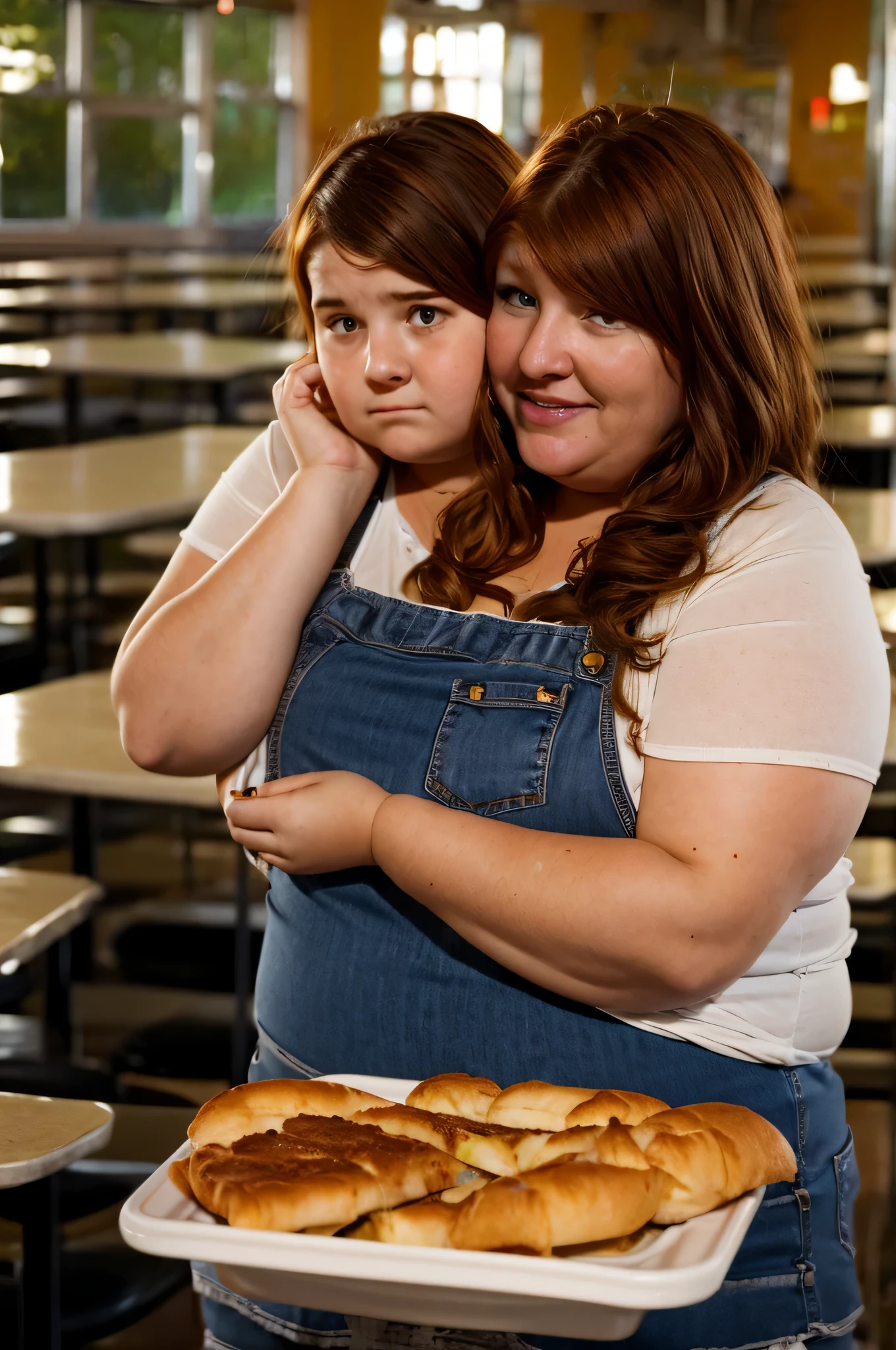 mom, age 44, chubby, Irish, auburn hair,