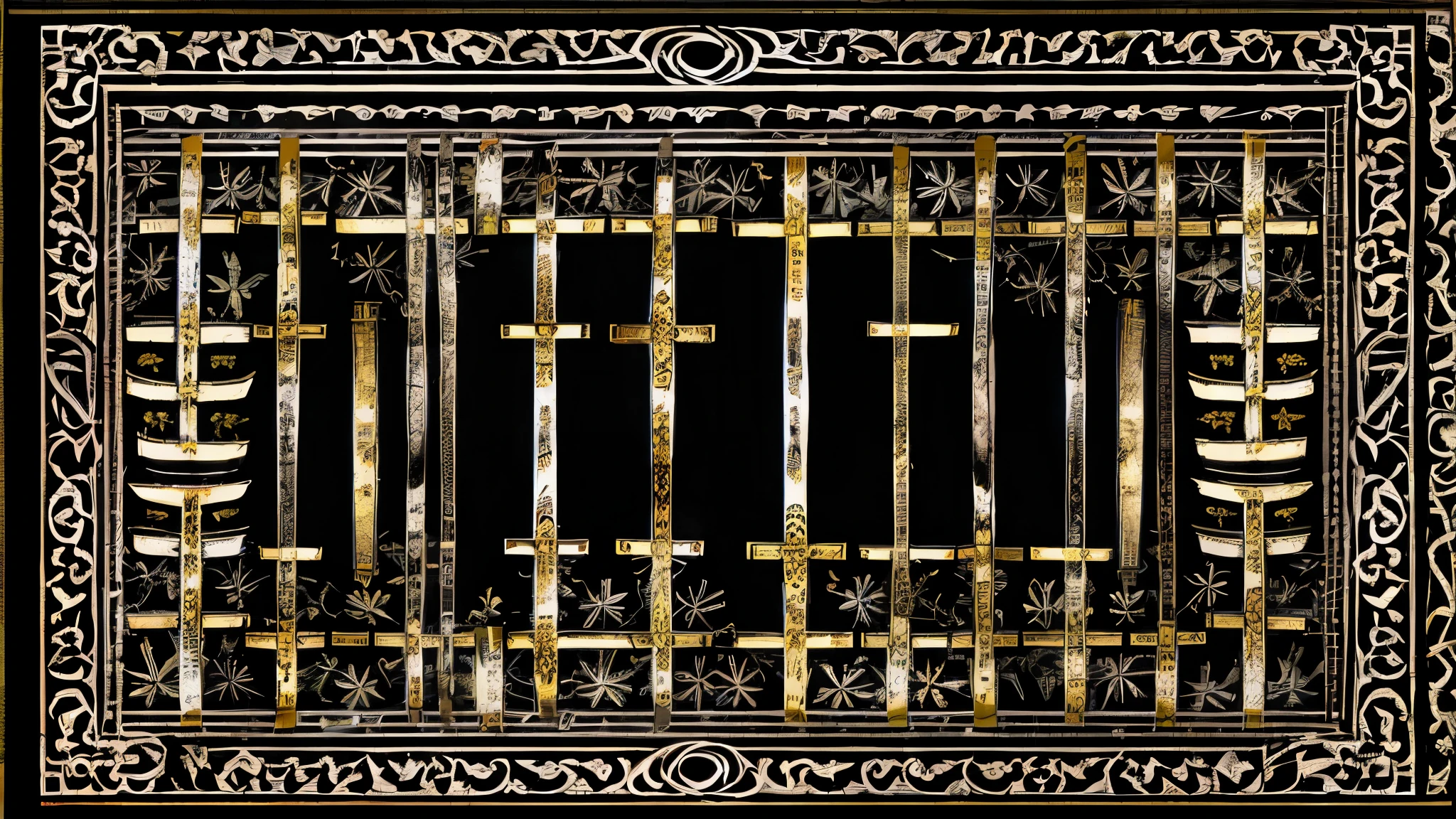 best quality, black background, frame, border with nordic runic frame,