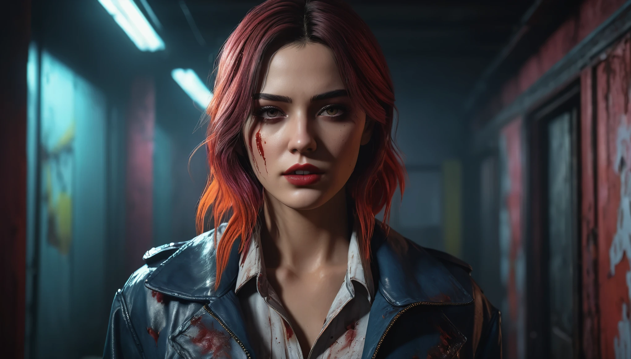 create an image demonstrating the style of ((Female Horror Game Protagonist Fashion)) style, hyper realism, 8k high definition, vibrant colors, sharp focus, insanely detailed