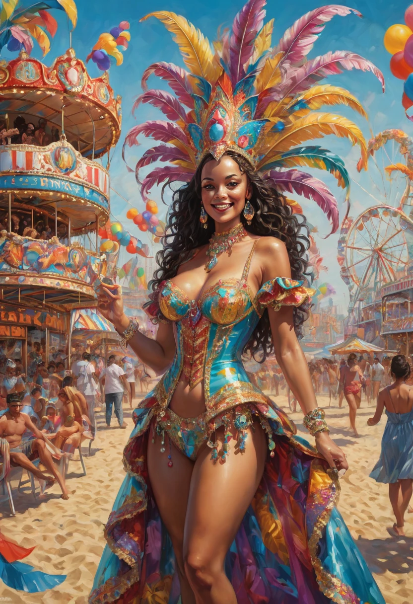 beach, carnival, live it up, best quality, masterpiece, Representative work, official art, Professional, Ultra intricate detailed, 8k