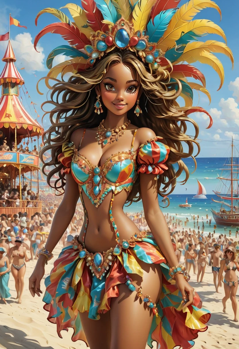beach, carnival, revelry, best quality, masterpiece, Representative work, official art, Professional, Ultra intricate detailed, 8k