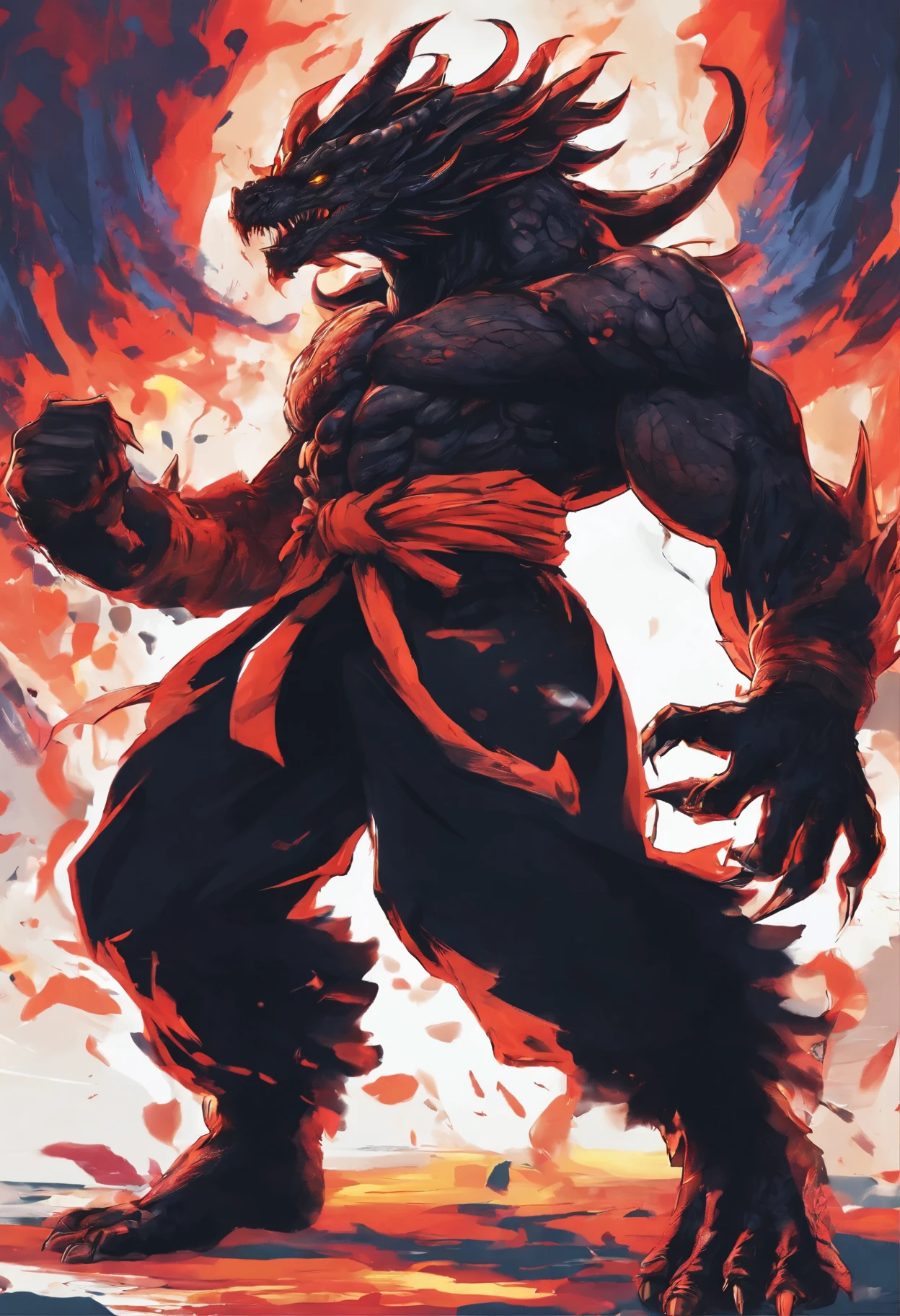 Dragon gigantic black humanoid dragon.