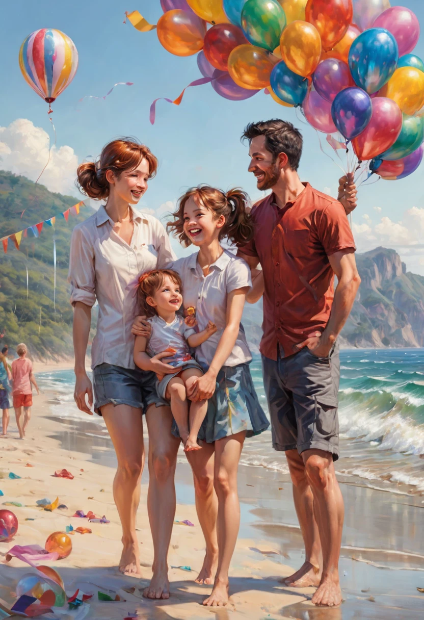beach gathering by JB, best quality, masterpiece, Representative work, official art, Professional, Ultra intricate detailed, 8k