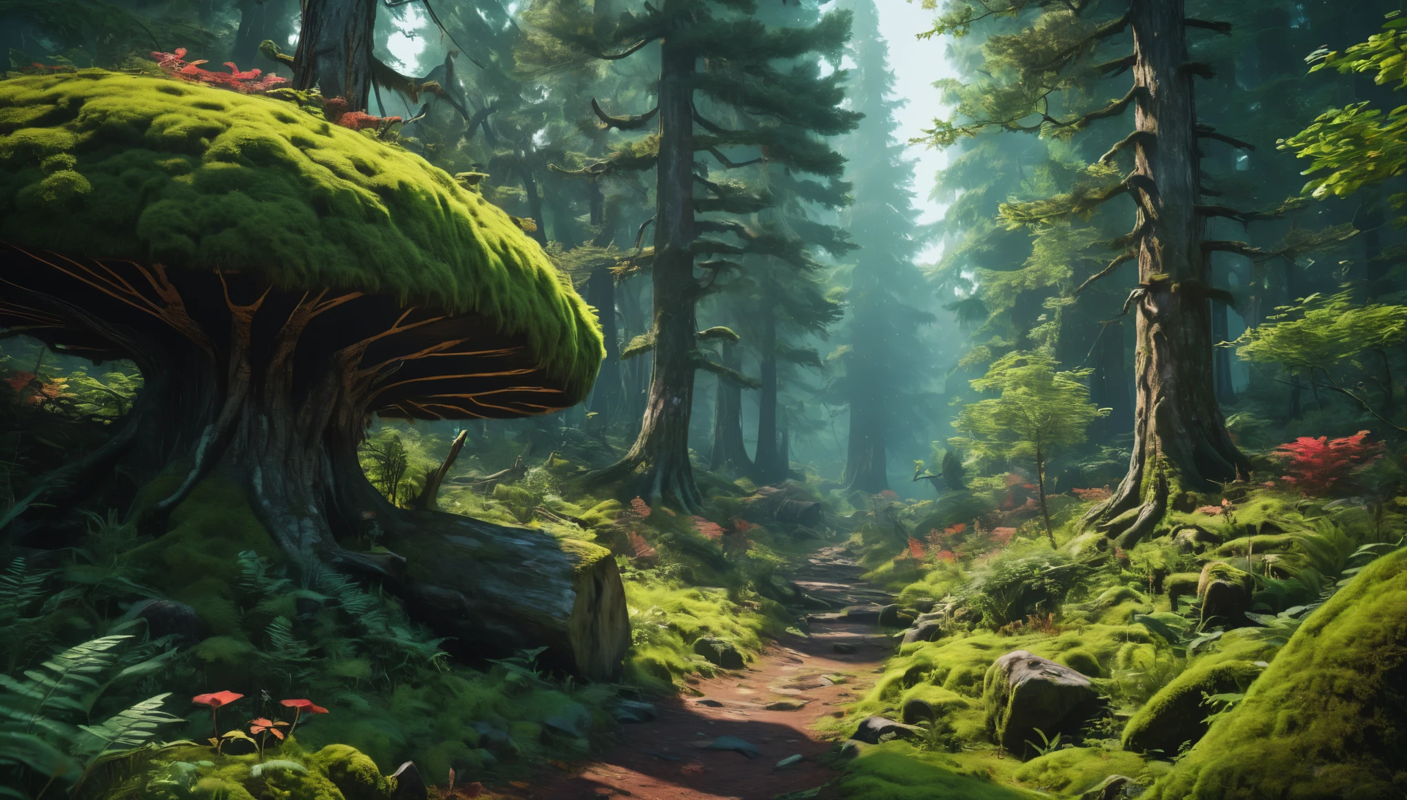 create an image demonstrating the style of ((Forestpunk)) style, hyper realism, 8k high definition, vibrant colors, sharp focus, insanely detailed