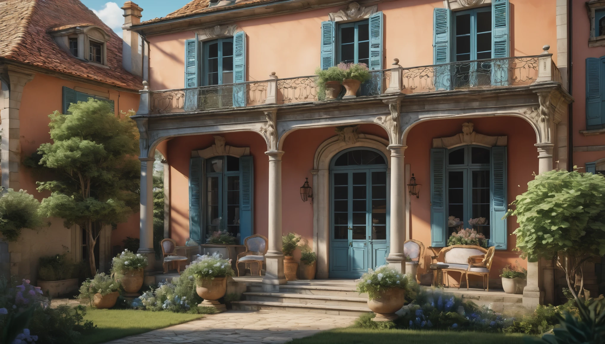 create an image demonstrating the style of ((French Provincial Style)) style, hyper realism, 8k high definition, vibrant colors, sharp focus, insanely detailed