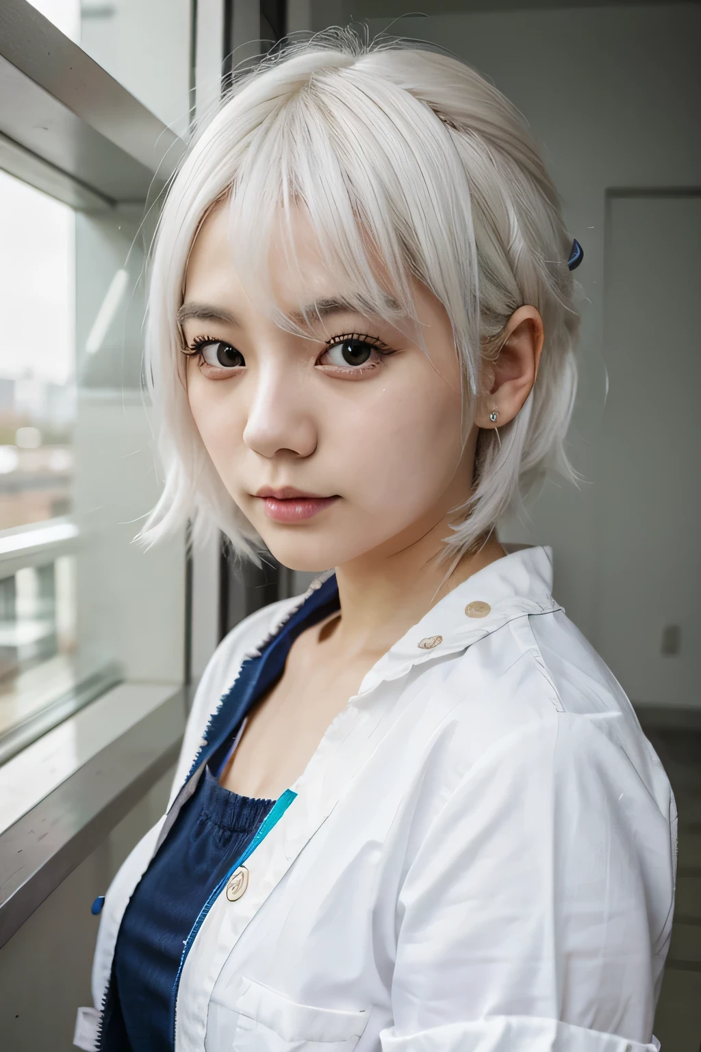 corean girl, 20 years, pelo blanco, lindo, kawaii