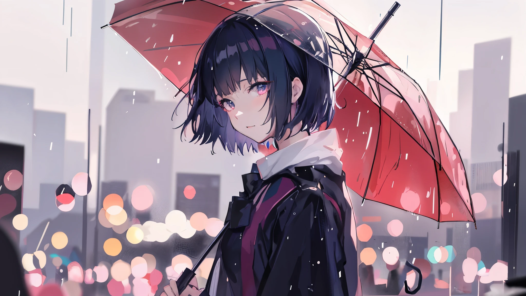 anime girl with umbrella in the rain, anime style 4 k, anime art wallpaper 4k, anime art wallpaper 4k, 4Kanime wallpaper, anime wallpaper4k, anime wallpaper 4k, anime art wallpaper 8k, Rainy night, 4k manga wallpaper, anime style. 8k, late night raining, Nightcore, anime wallpaper