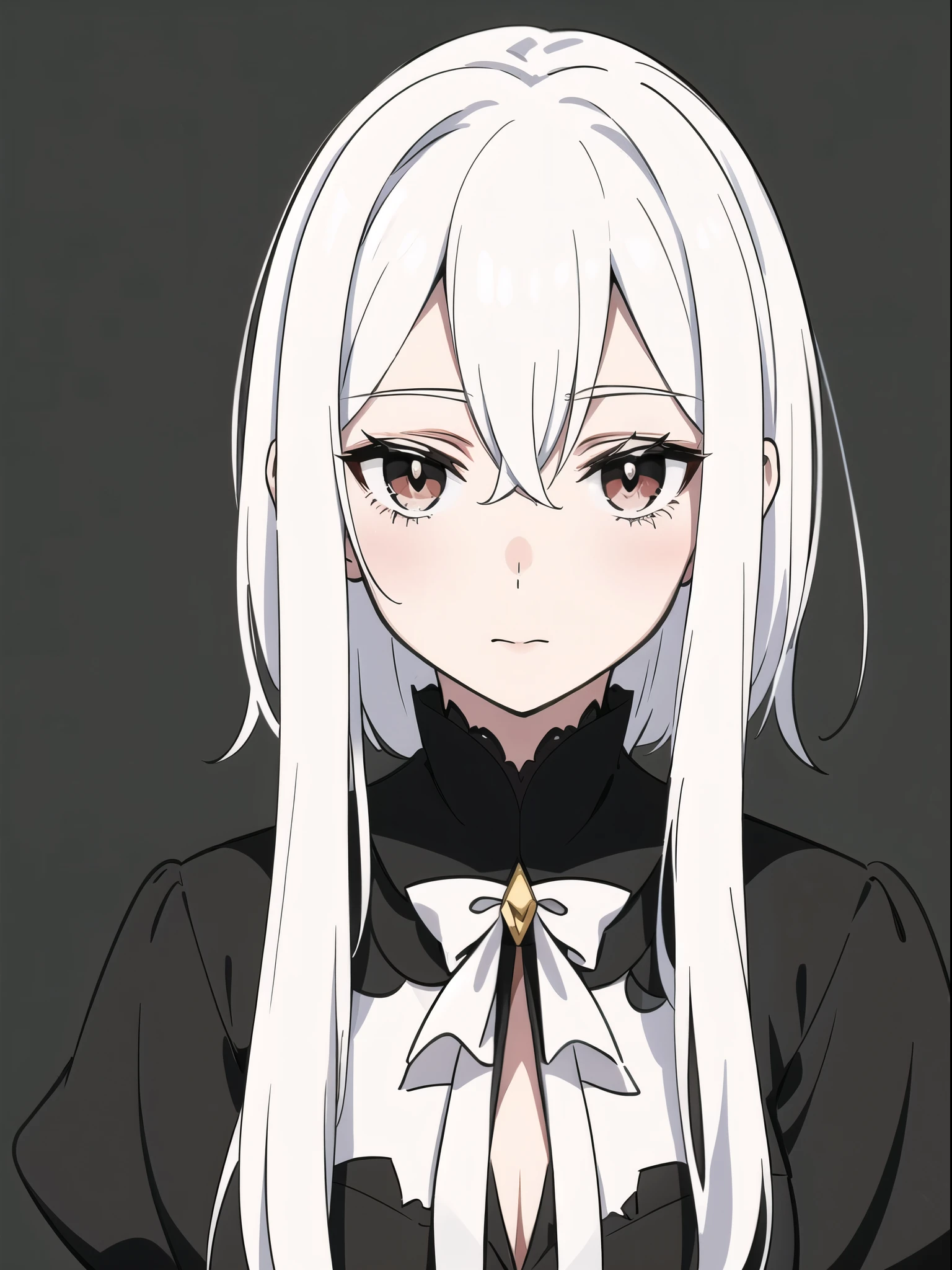((White hair)),((Head and Shoulders Image)),Sexy,A person,Alone,Simple style,pancake ,Simple details,Black background,Empty background,Black background wall,(20 year old woman),(Droopy hair),(White Gloves),(Evening Gown),(Lace Shirt),Lace,(confidence),(Tranquility)