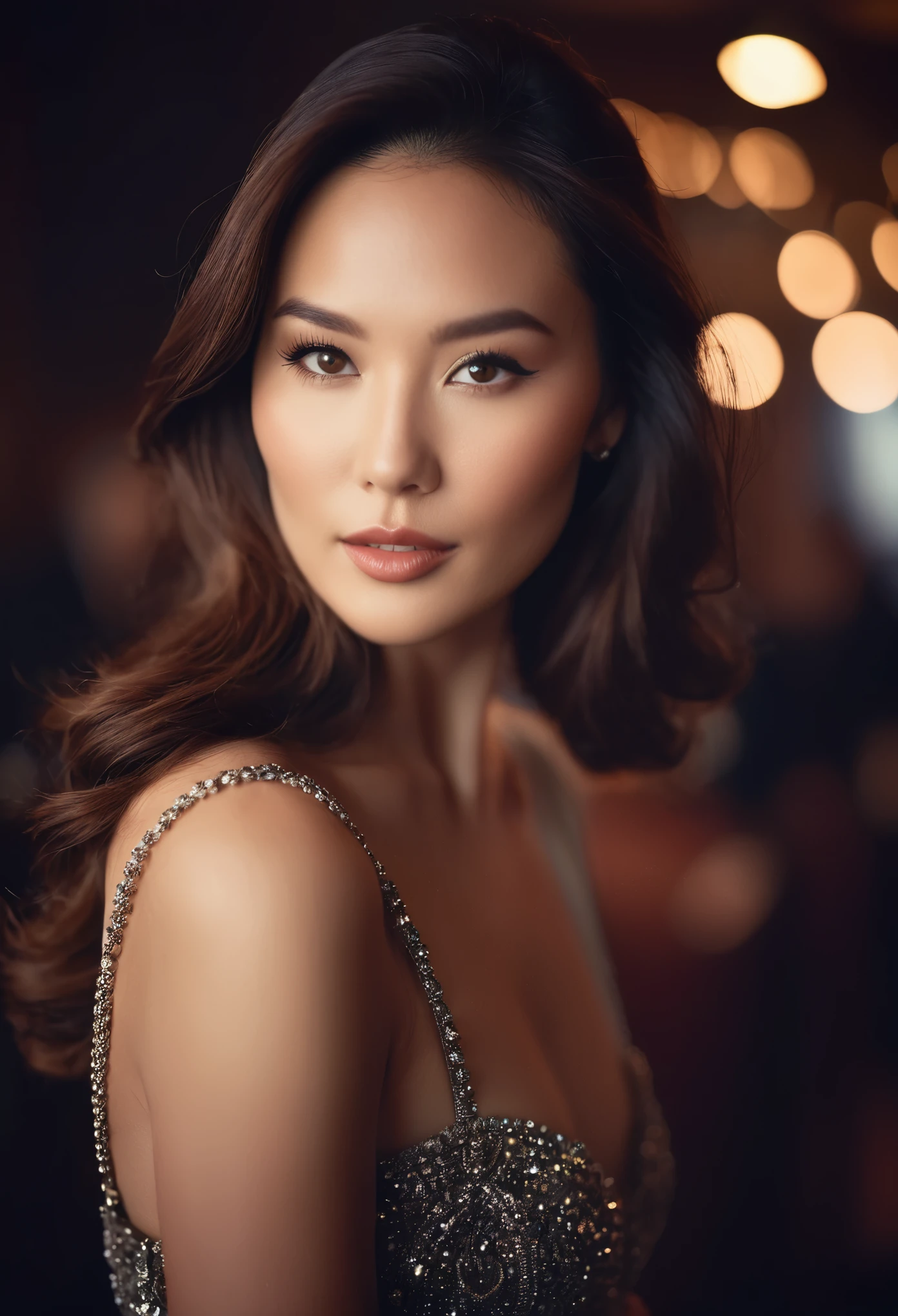 cinematic film still Photo of Kate Li, model, fashion  . shallow depth of field, vignette, highly detailed, high budget, bokeh, cinemascope, moody, epic, gorgeous, film grain, grainy