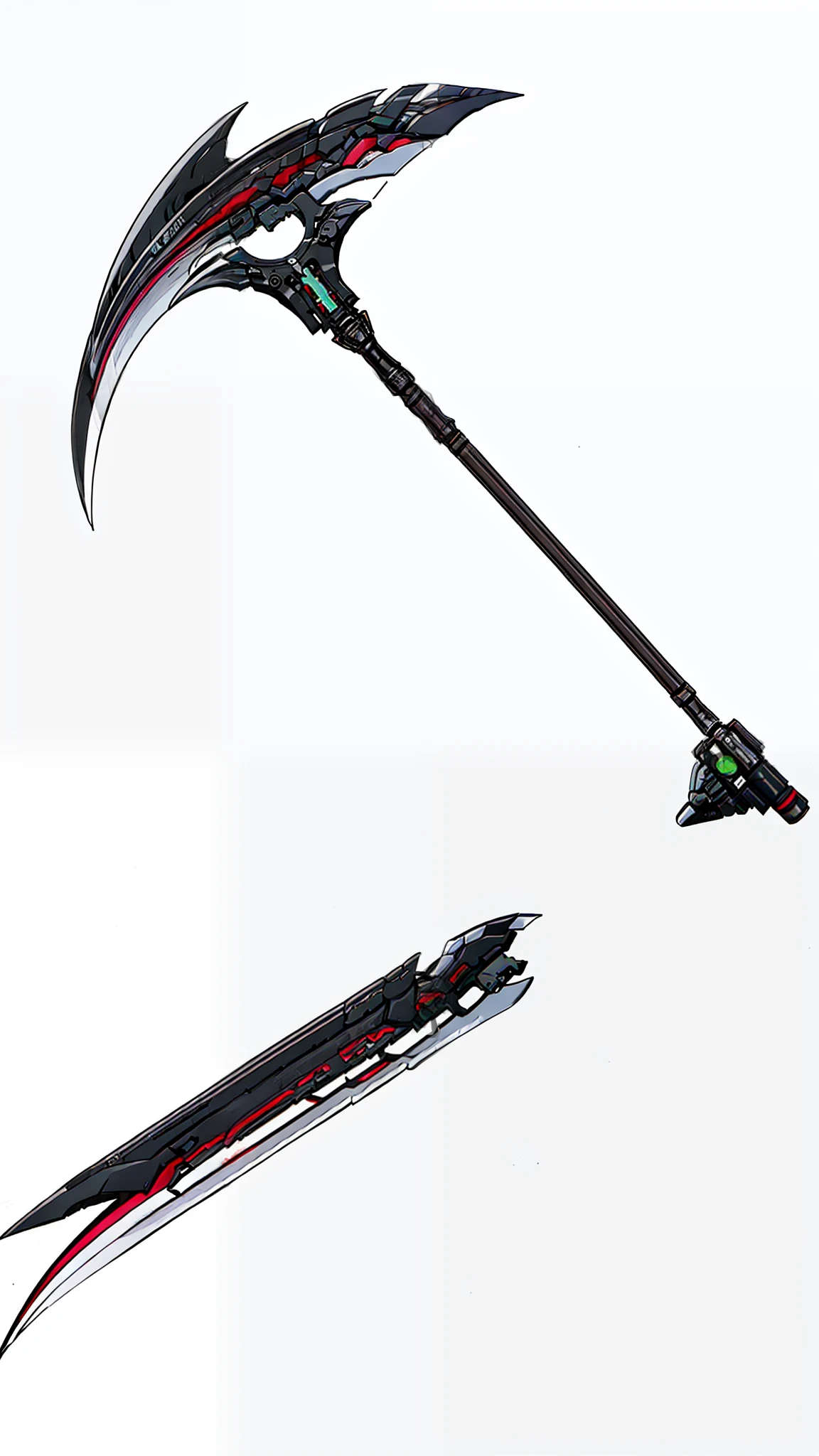 (white background,line drawing),scythe,