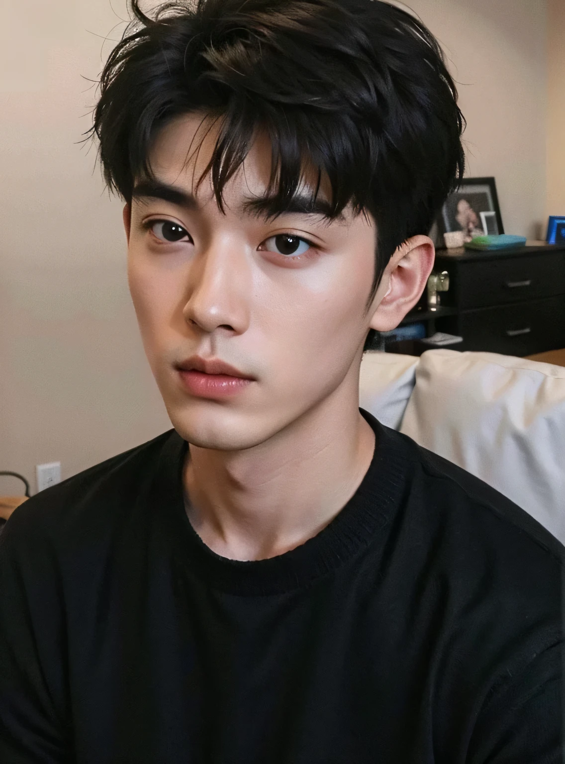 真实的South Korea帅哥们,Beautifully, Realistic and realistic facial expressions,South Korea,20 year old man,short hair,neat face,South Korea男士,handsome face,