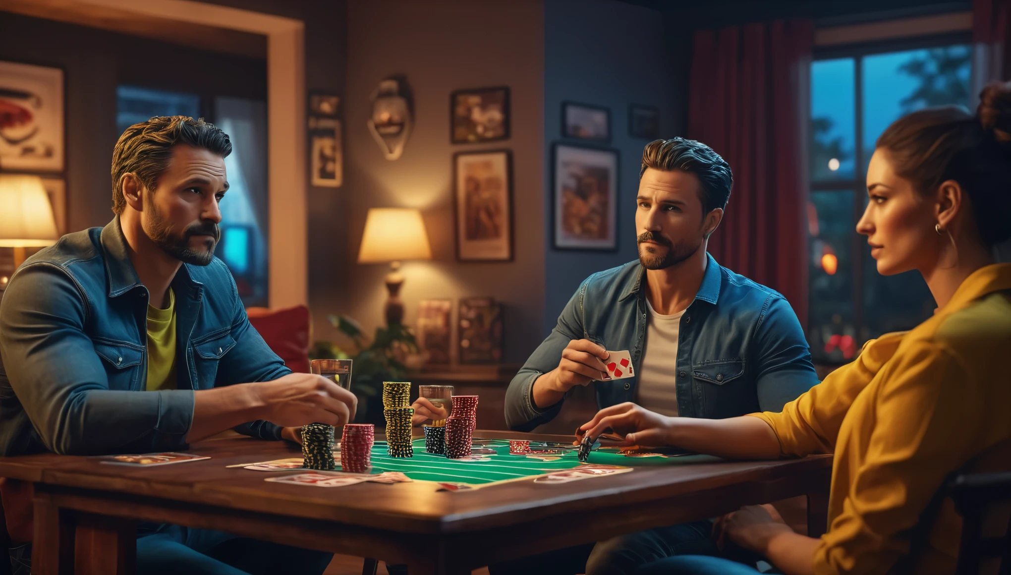 create an image demonstrating the style of ((Game Night)) style, hyper realism, 8k high definition, vibrant colors, sharp focus, insanely detailed